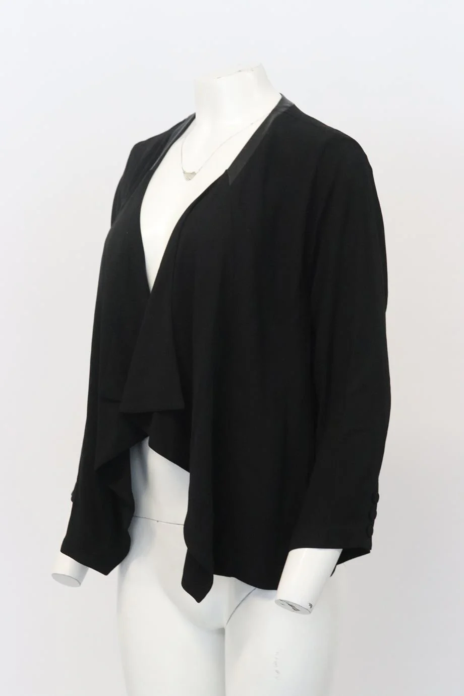 EILEEN FISHER LEATHER AND SILK CARDIGAN LARGE - Image 3