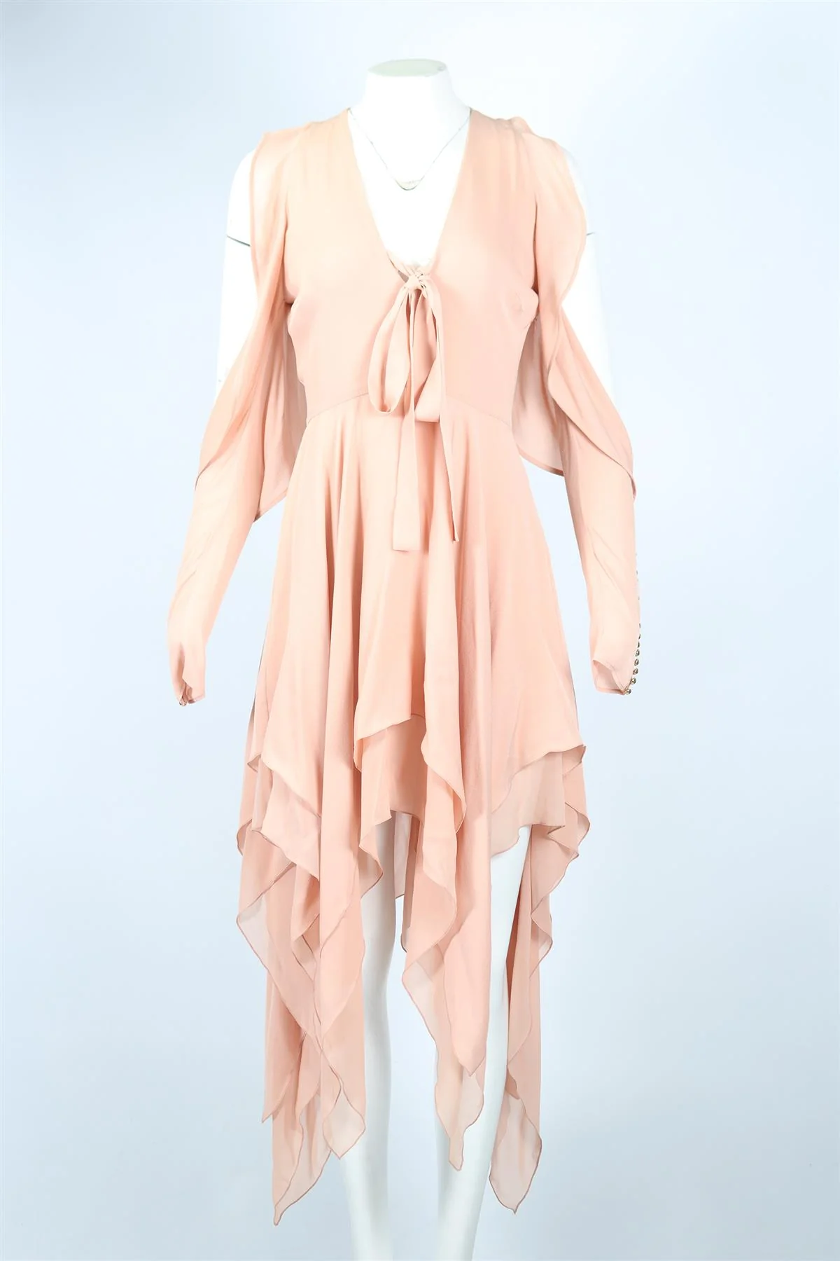 ELIE SAAB BELTED SILK MIDI DRESS FR 38 UK 10 - Image 2
