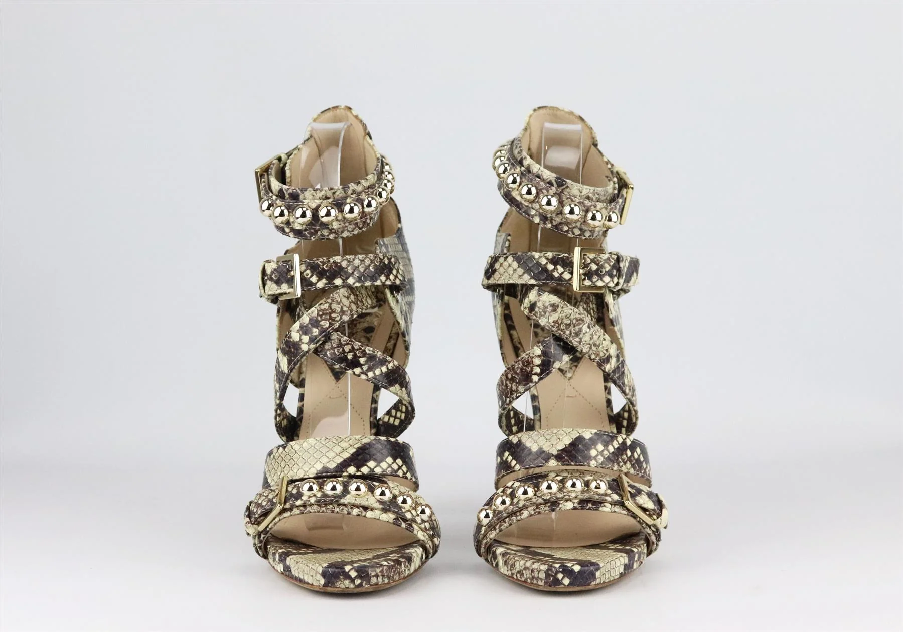 ELIE SAAB STUDDED SNAKE EFFECT LEATHER SANDALS EU 38 UK 5 US 8 - Image 3