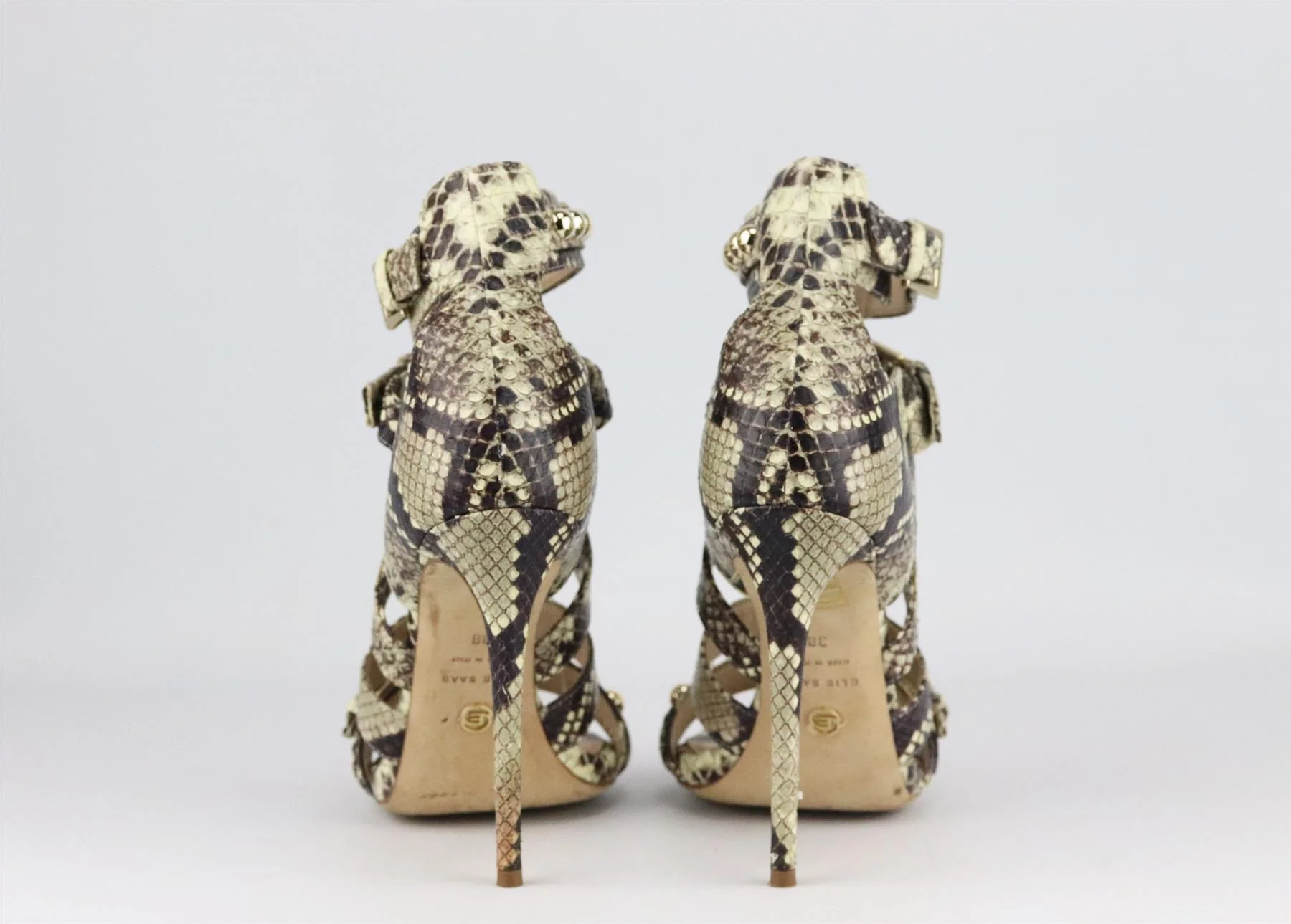 ELIE SAAB STUDDED SNAKE EFFECT LEATHER SANDALS EU 38 UK 5 US 8 - Image 4
