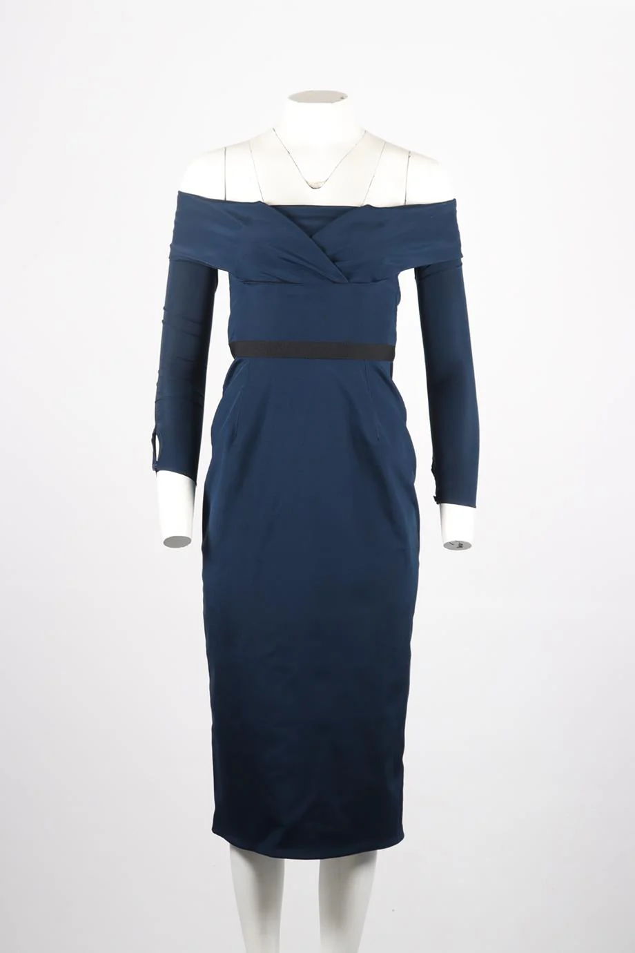 EMILIO DE LA MORENA OFF THE SHOULDER SILK BLEND MIDI DRESS UK 10 - Image 2