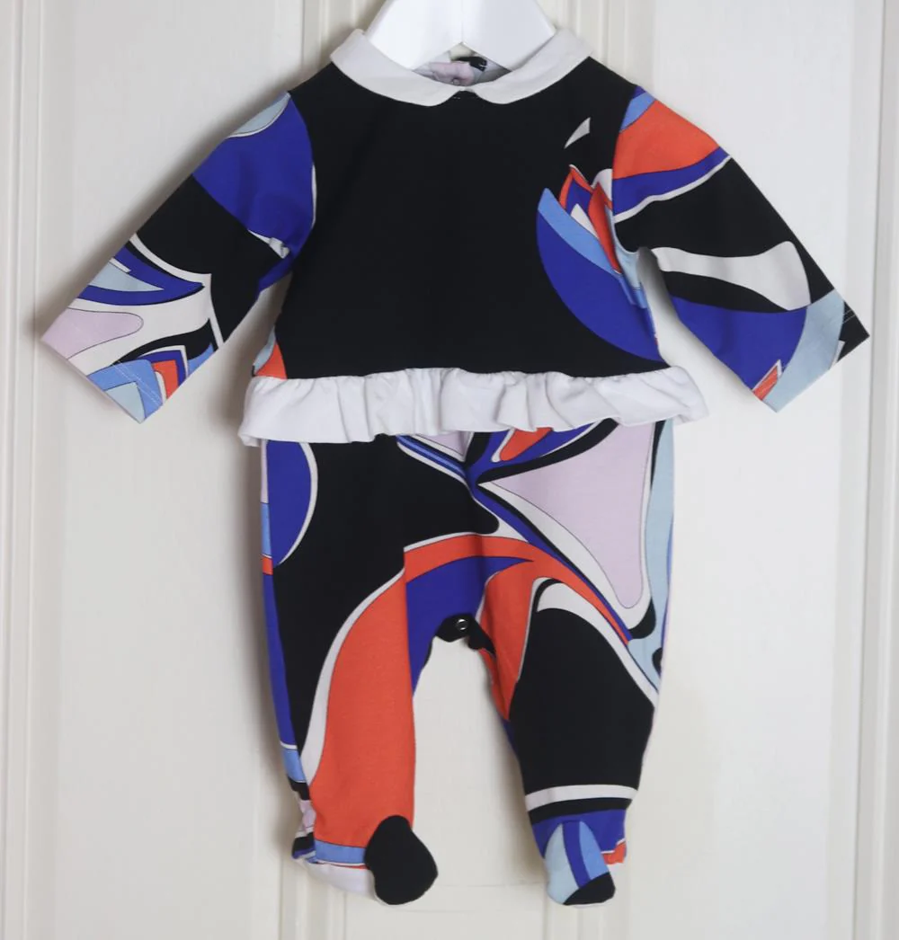 EMILIO PUCCI BABY GIRLS COTTON JERSEY BABYGROW 3 MONTHS - Image 2