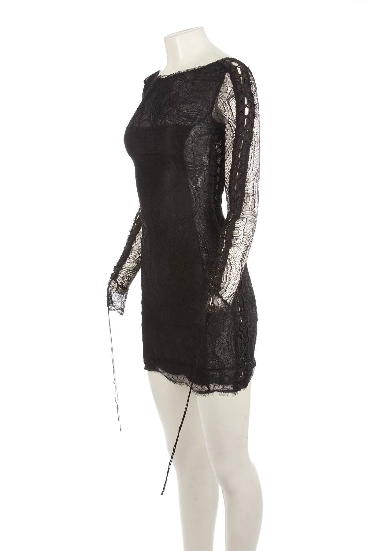 EMILIO PUCCI BLACK LACE MINI DRESS UK 8 - Image 3