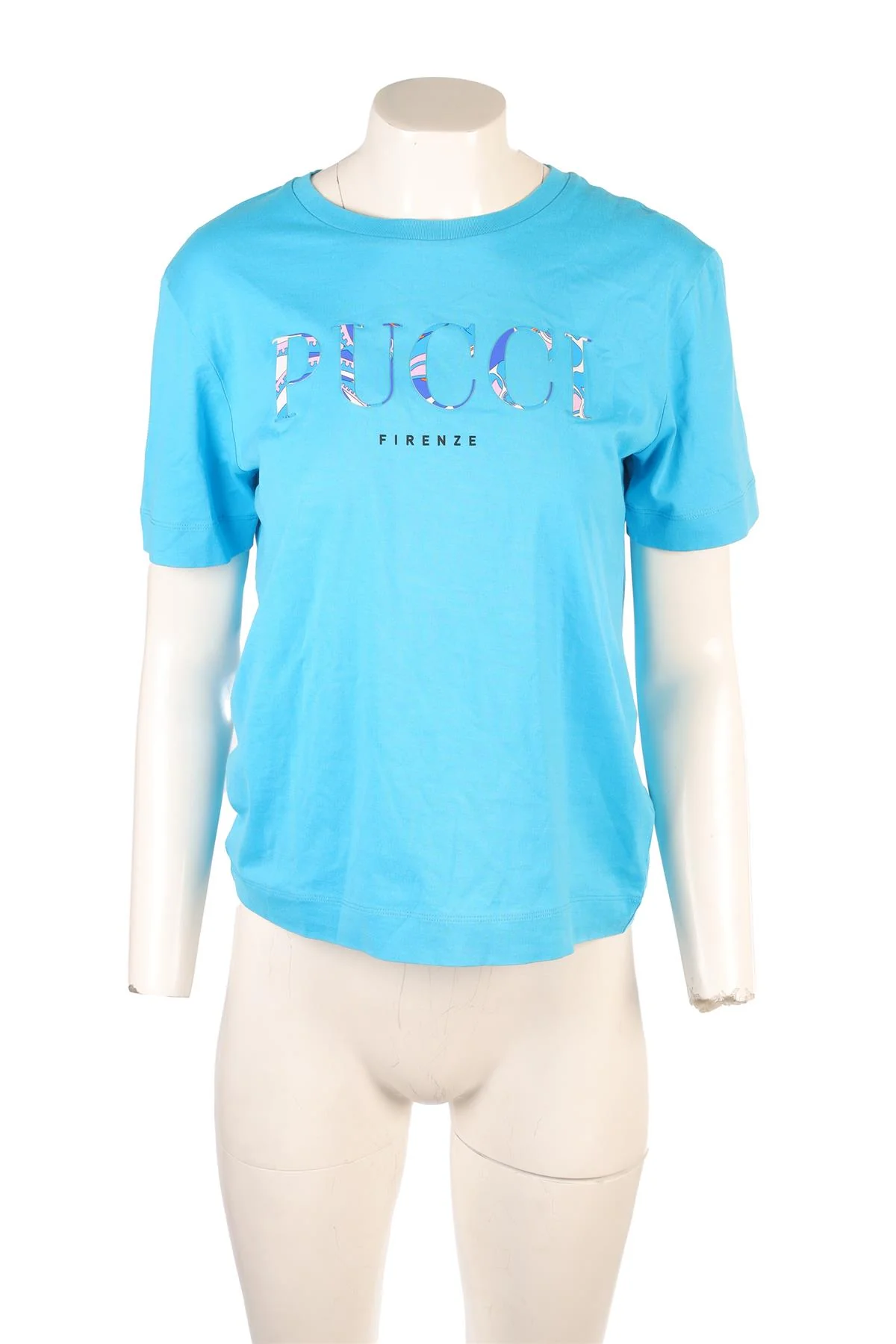 EMILIO PUCCI BLUE COTTON T-SHIRT MEDIUM - Image 2