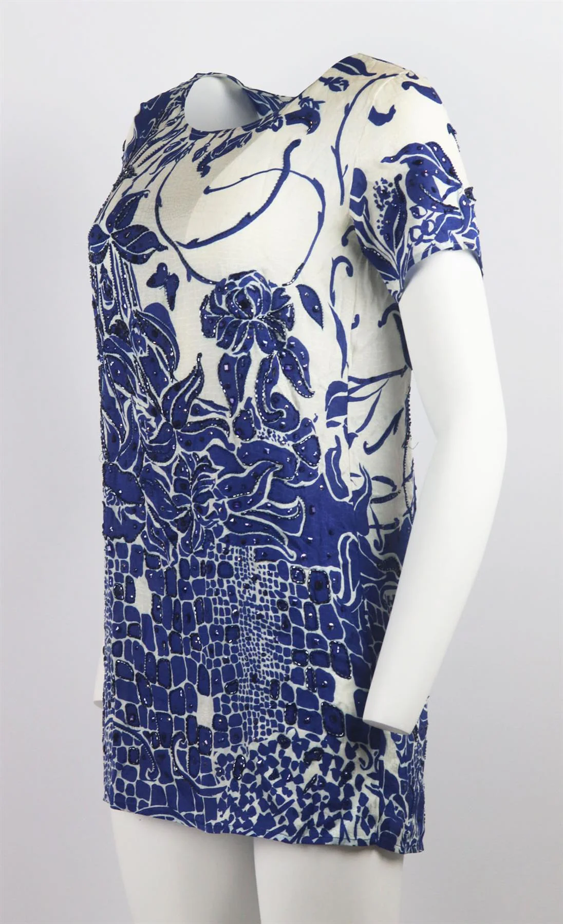 EMILIO PUCCI EMBELLISHED PRINTED SILK MINI DRESS IT 38 UK 6 - Image 3