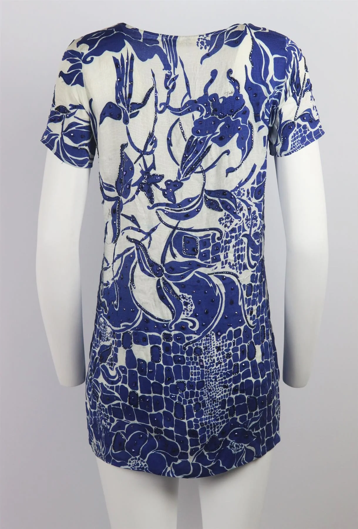 EMILIO PUCCI EMBELLISHED PRINTED SILK MINI DRESS IT 38 UK 6 - Image 4