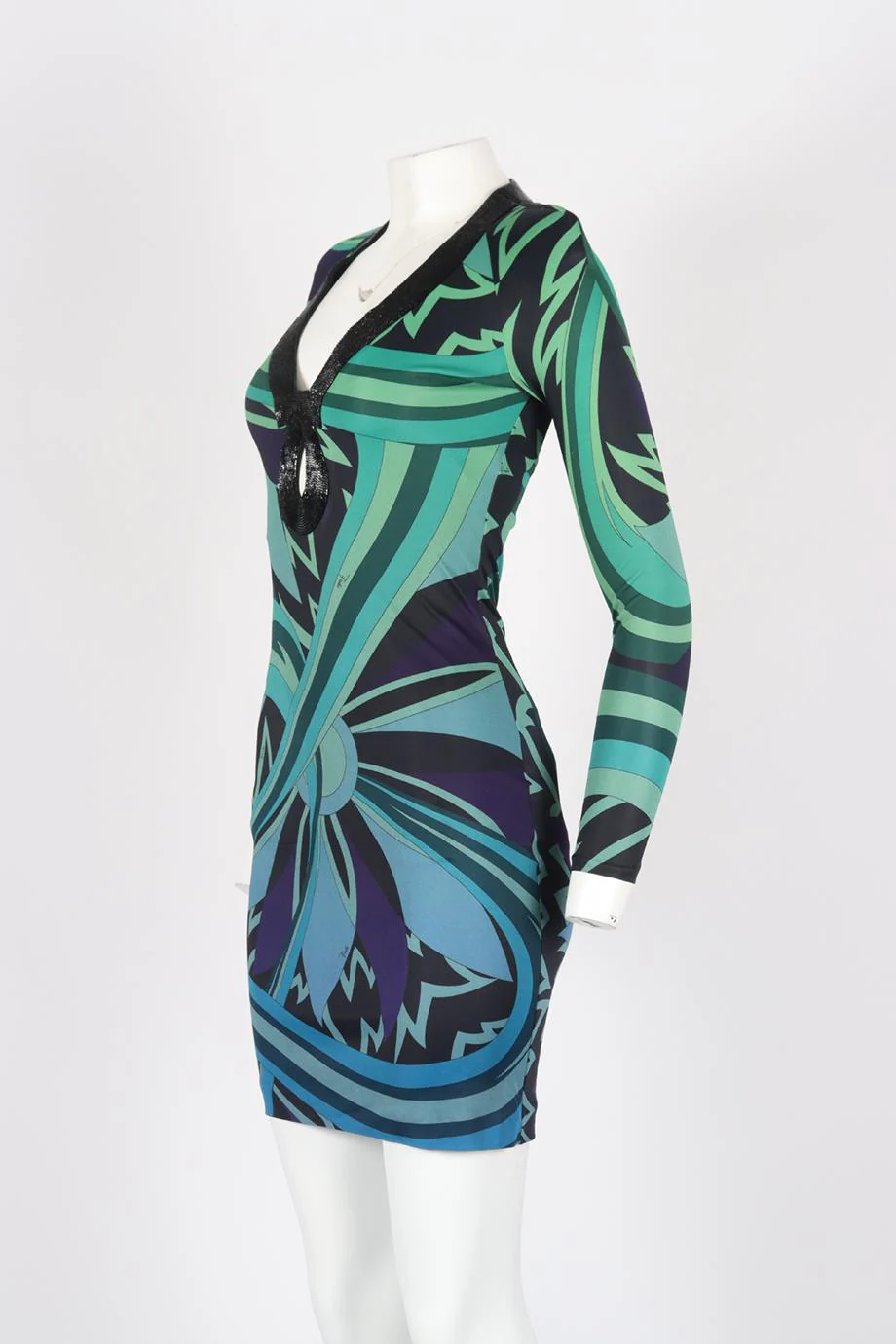 EMILIO PUCCI EMBELLISHED PRINTED STRETCH JERSEY DRESS IT 38 UK 6 - Image 3