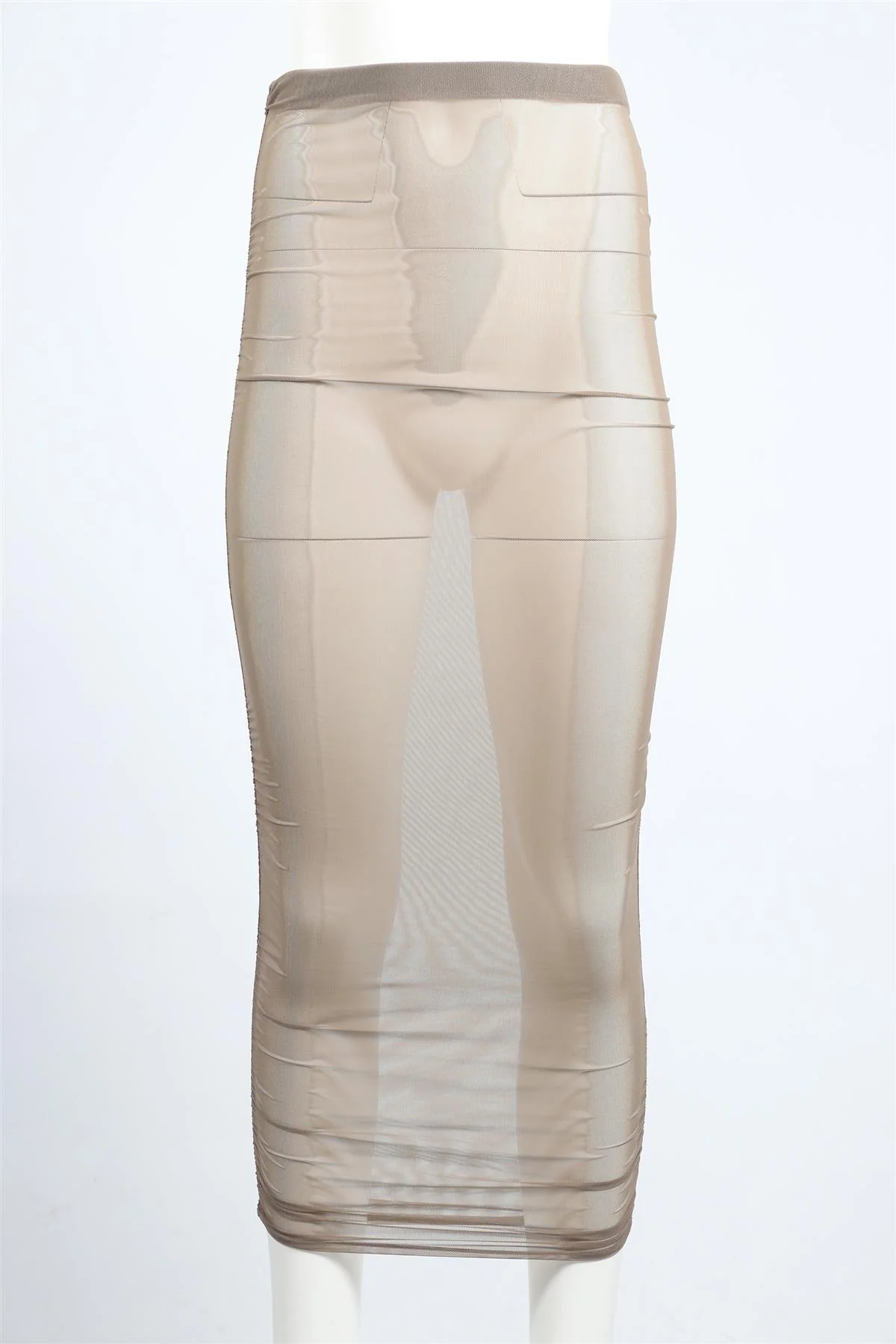 EMPORIO ARMANI NUDE CHIFFON MIDI SKIRT IT 40 UK 8 - Image 2