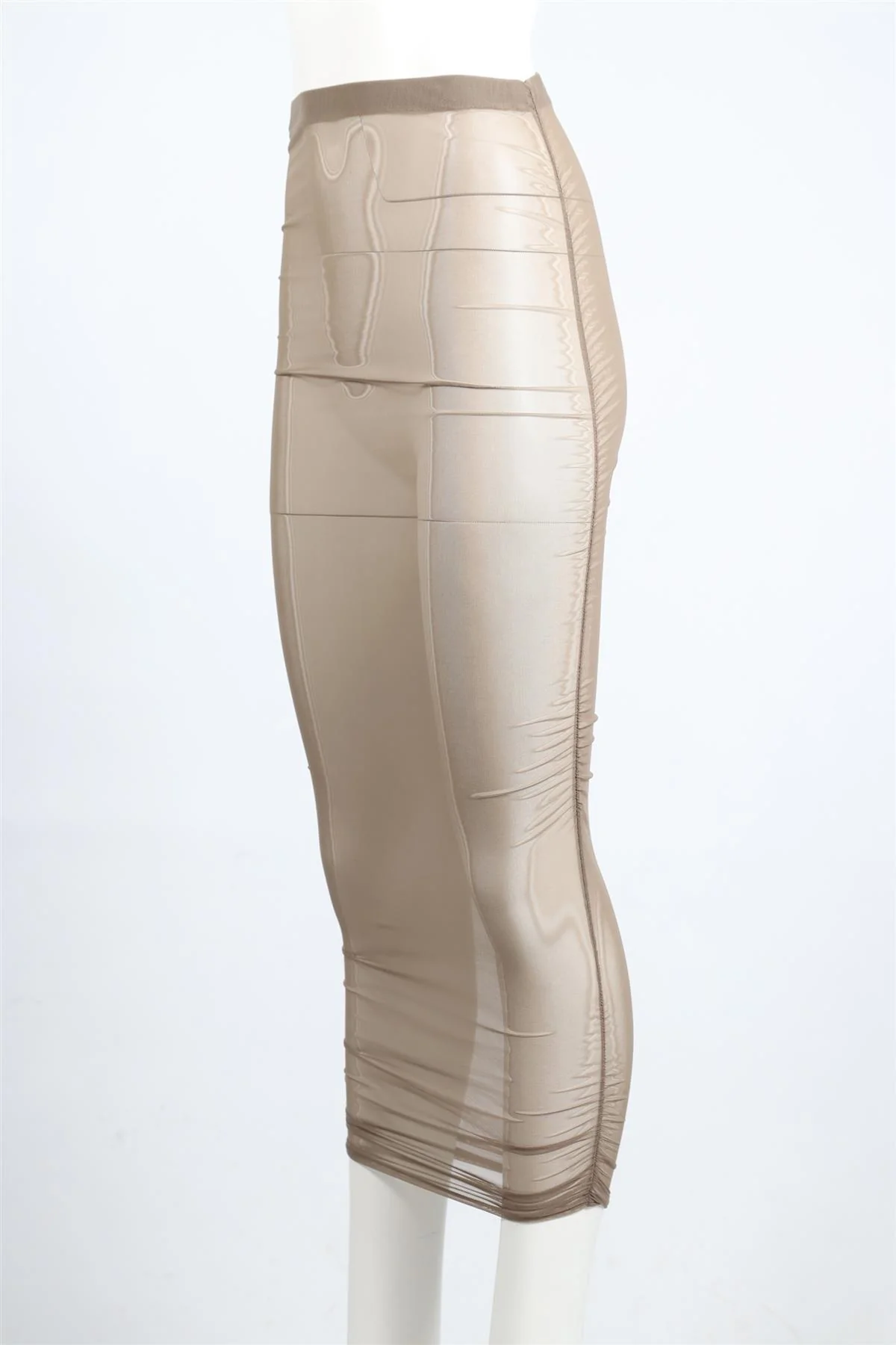 EMPORIO ARMANI NUDE CHIFFON MIDI SKIRT IT 40 UK 8 - Image 3