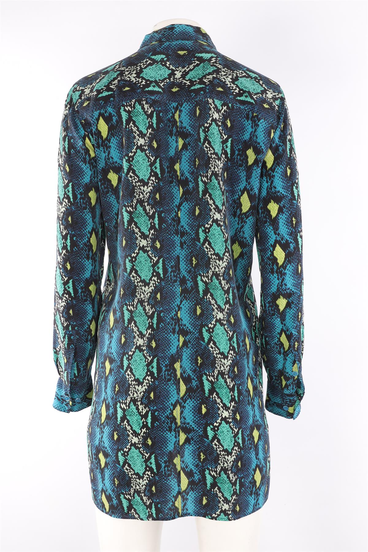 EQUIPMENT BLUE SILK MULTI MINI DRESS MEDIUM - Image 4