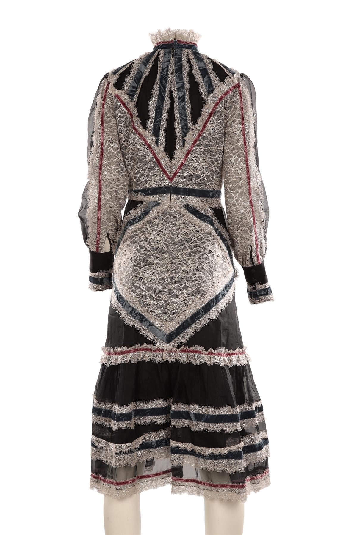 ERDEM BLACK SILK MIDI DRESS UK 10 - Image 3