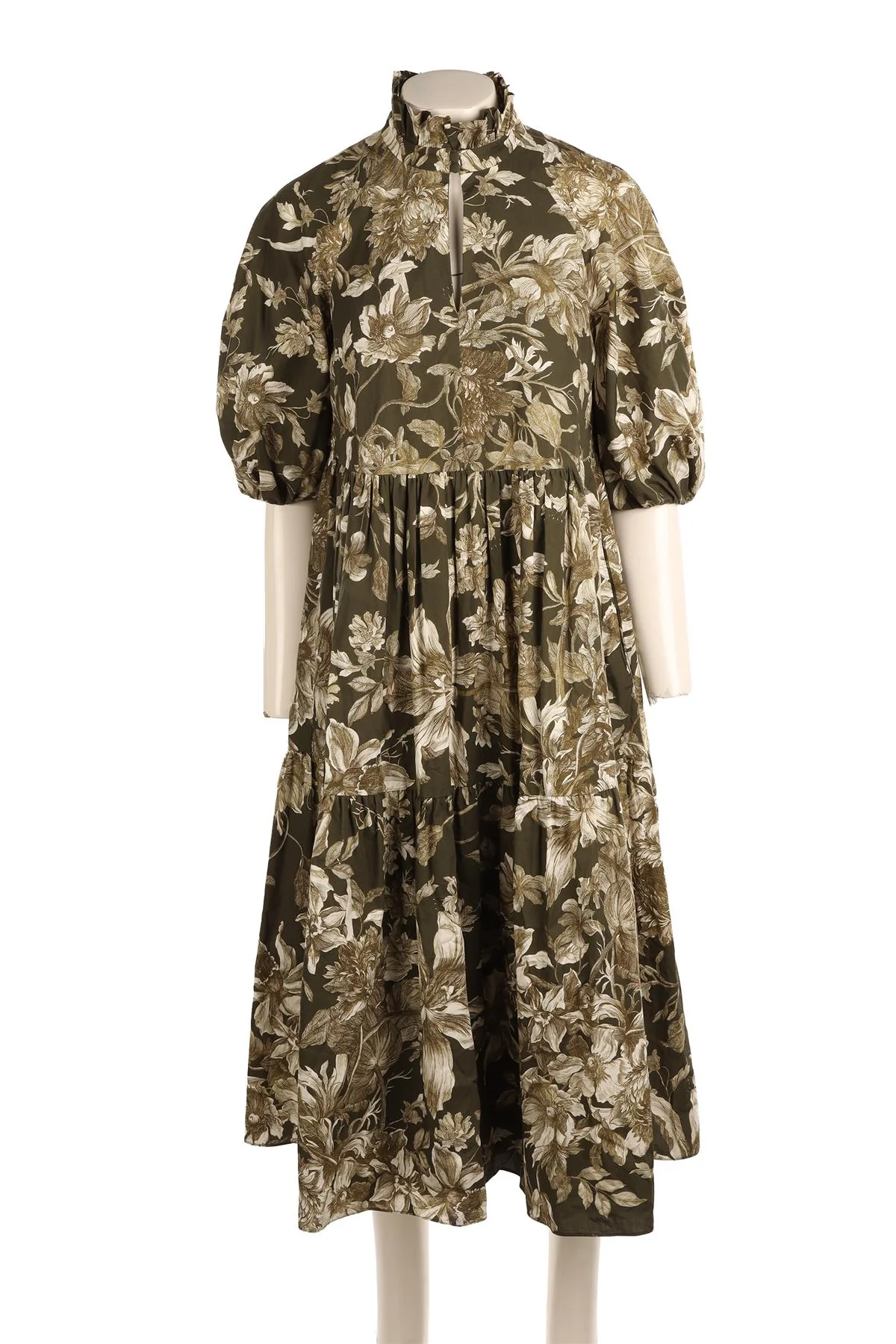 ERDEM GREEN COTTON MAXI DRESS UK 10 - Image 2