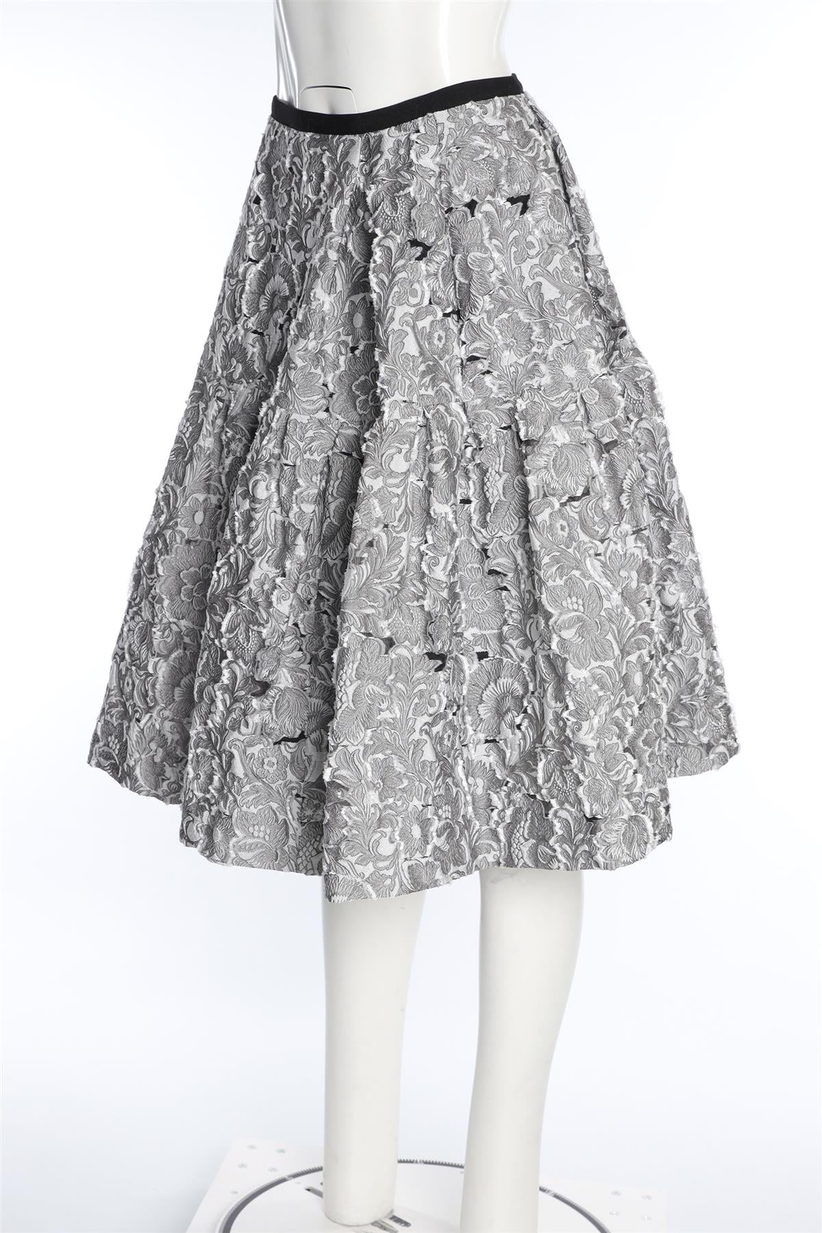 ERDEM GREY JACQUARD MIDI SKIRT UK 10 - Image 3