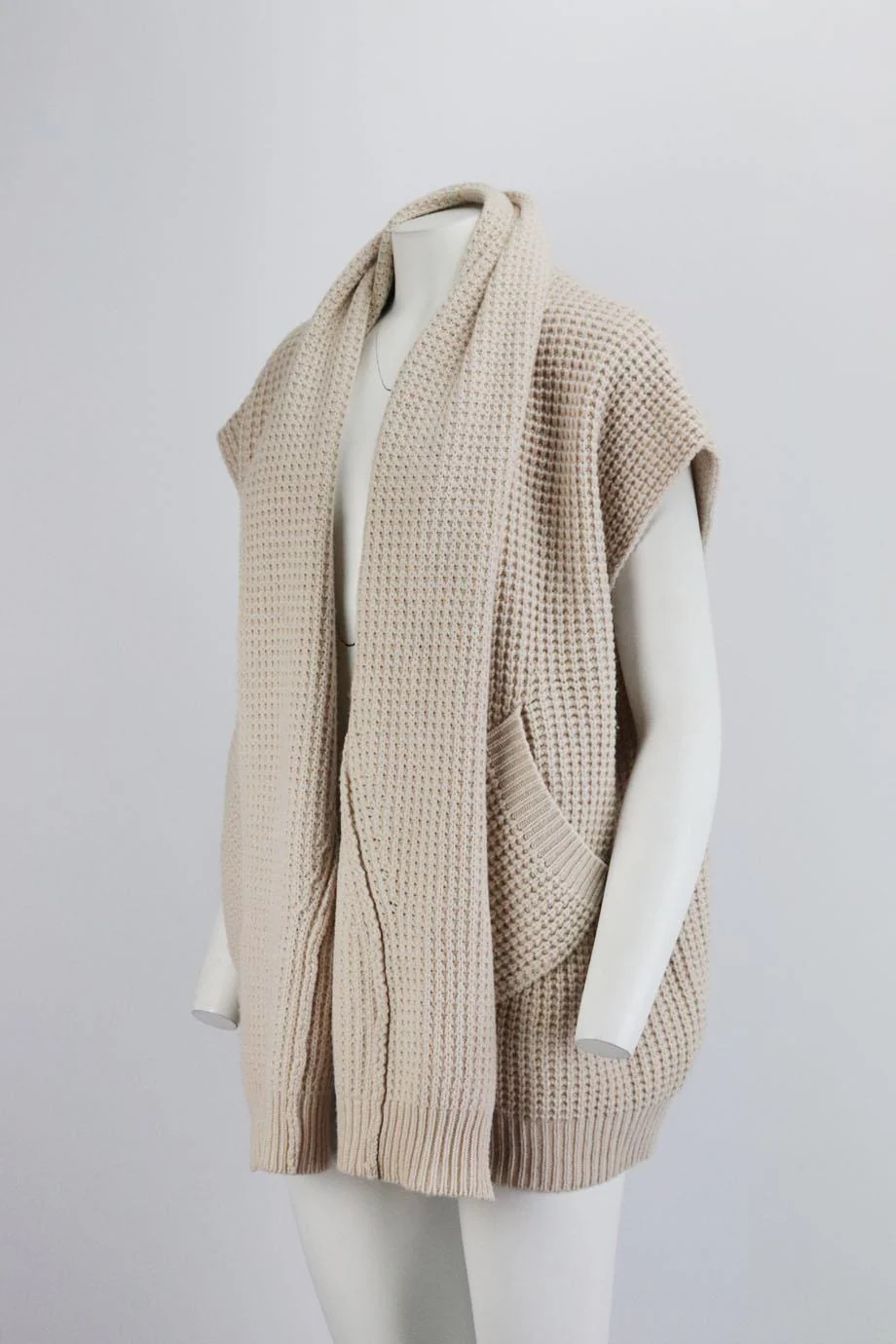 ERES WAFFLE KNIT WOOL AND CASHMERE BLEND CARDIGAN SMALL/MEDIUM - Image 3