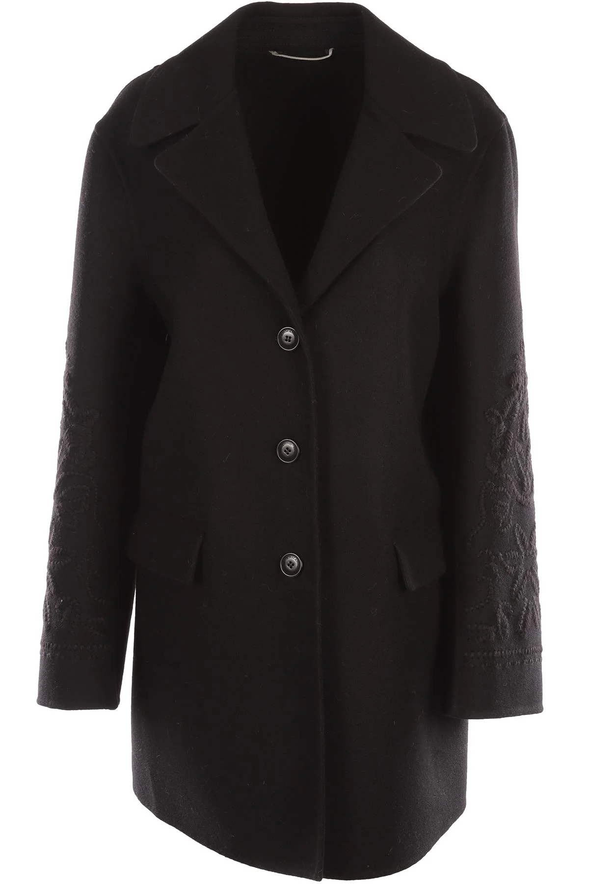 ERMANNO SCERVINO BLACK WOOL COAT IT 44 UK 12