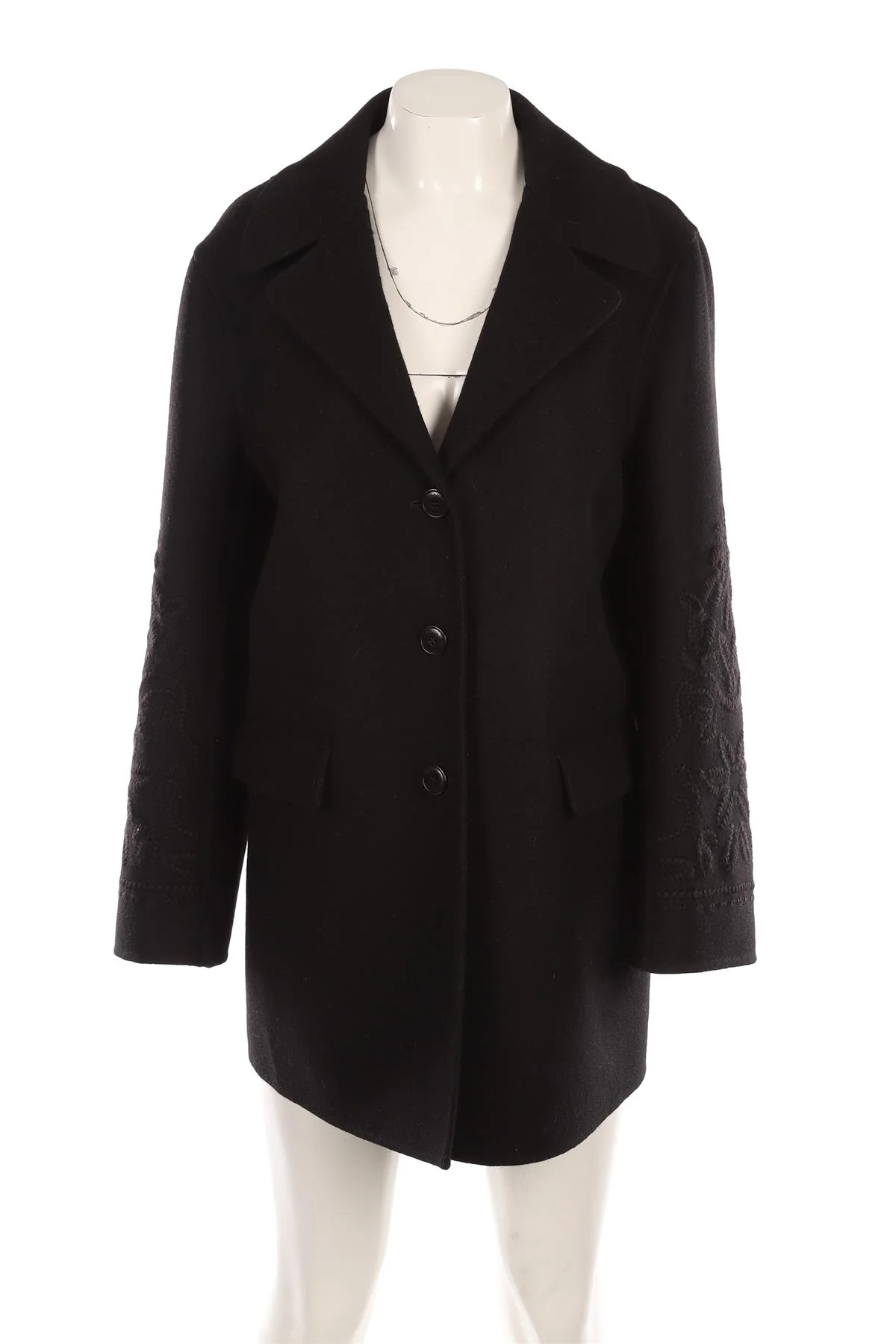 ERMANNO SCERVINO BLACK WOOL COAT IT 44 UK 12 - Image 2