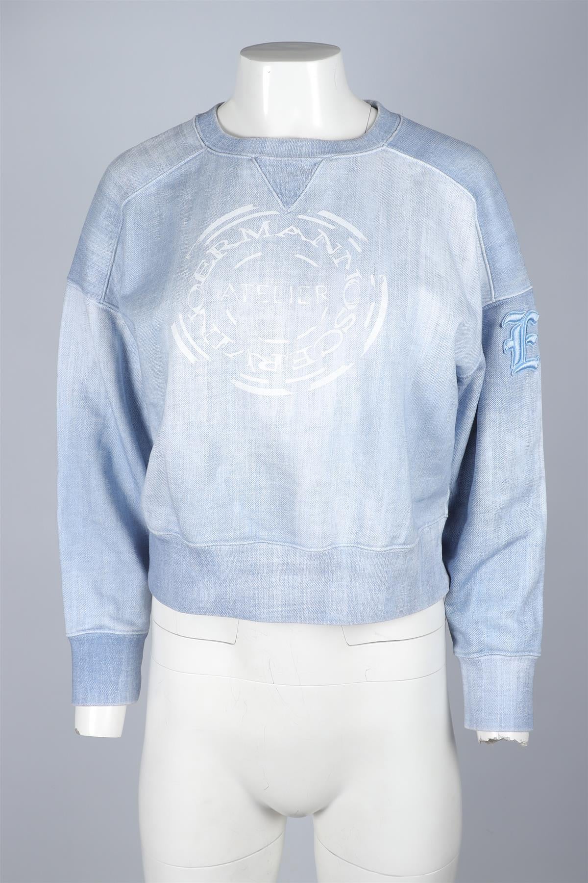 ERMANNO SCERVINO BLUE COTTON SWEATSHIRT SMALL - Image 2
