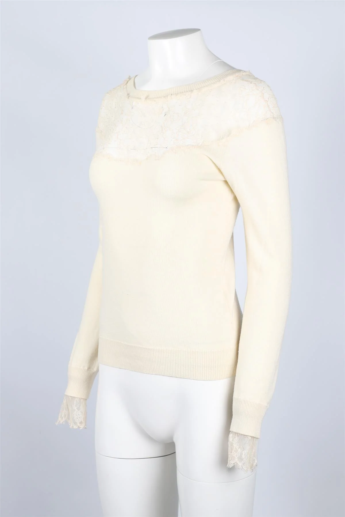 ERMANNO SCERVINO CREAM LACE AND KNIT SWEATER IT 38 UK 6 - Image 3