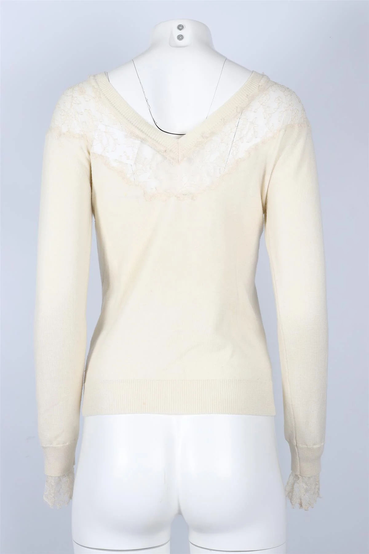 ERMANNO SCERVINO CREAM LACE AND KNIT SWEATER IT 38 UK 6 - Image 4