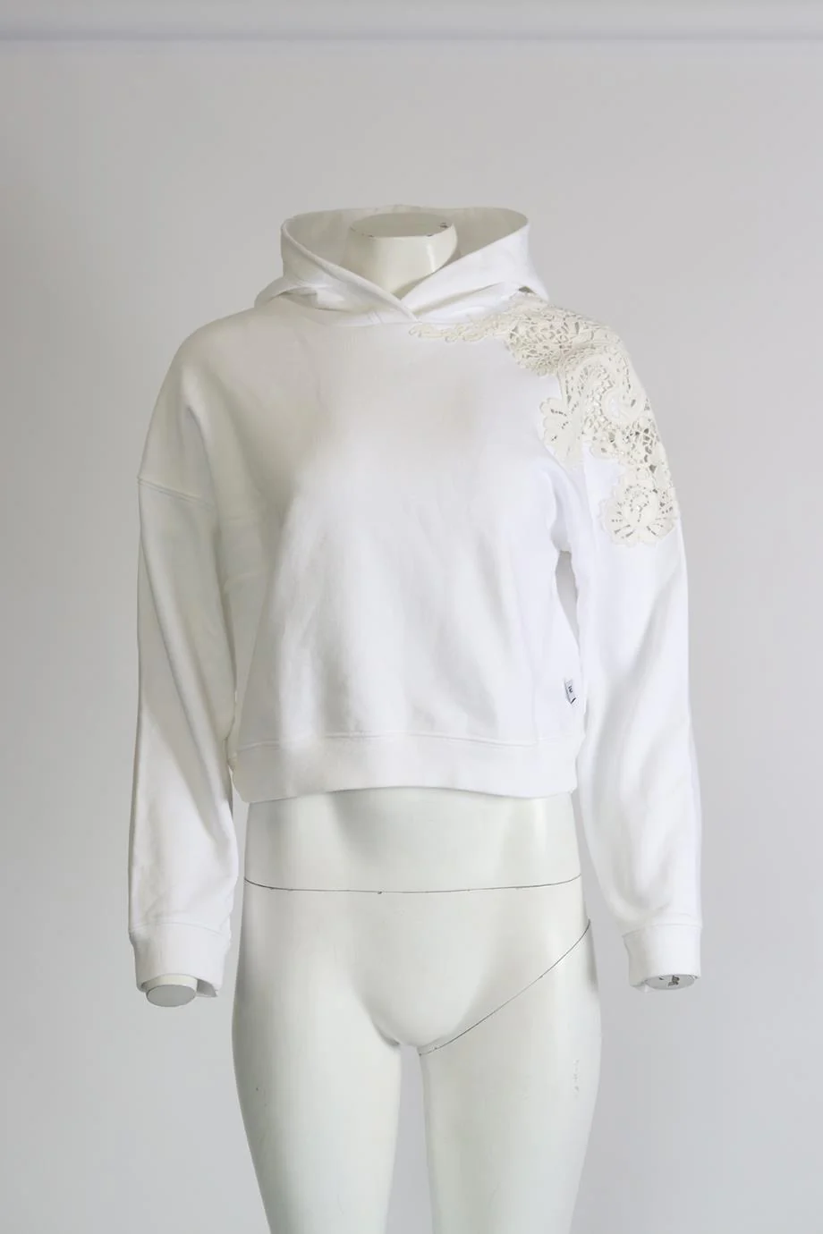 ERMANNO SCERVINO CROPPED COTTON JERSEY HOODIE SMALL - Image 2