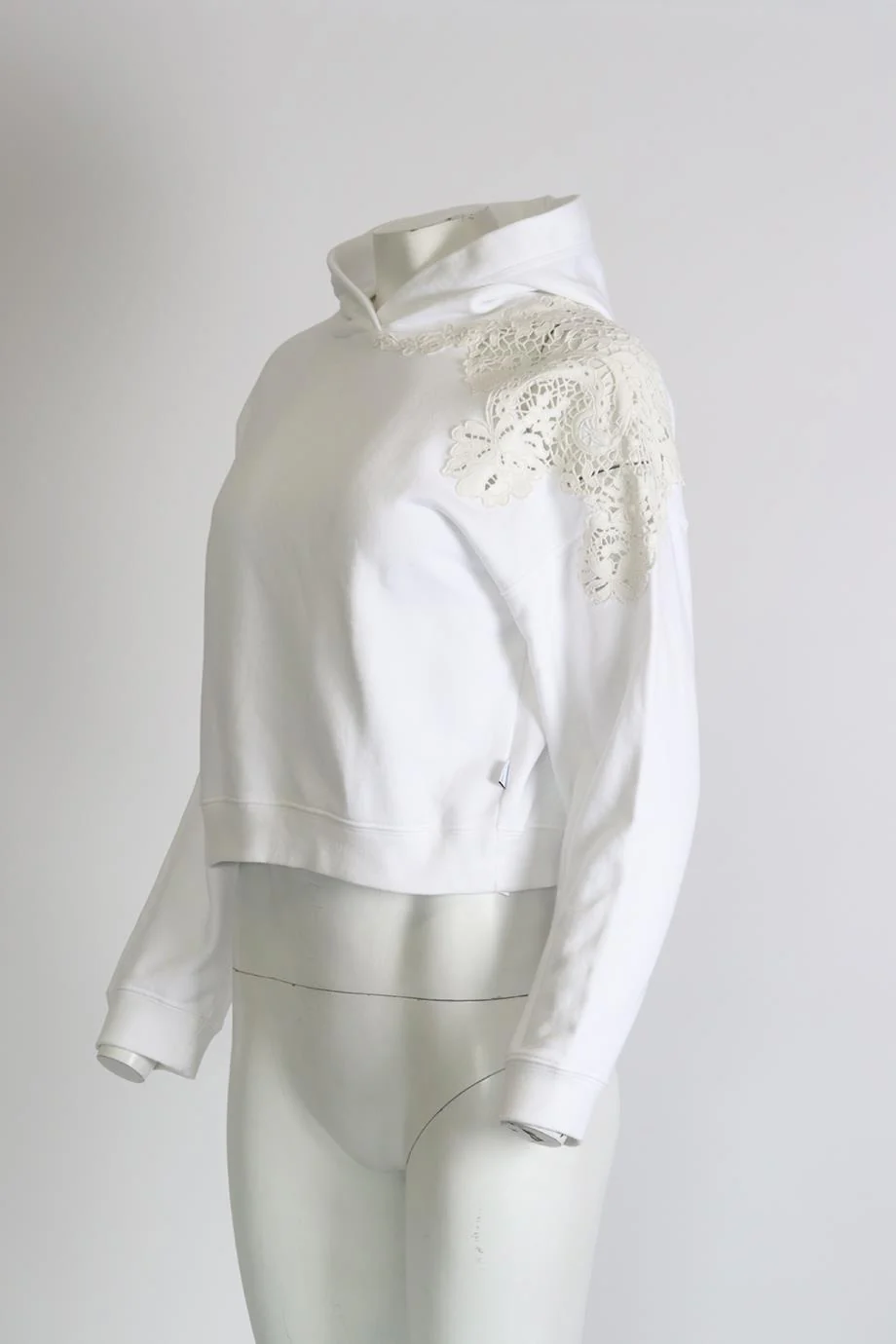 ERMANNO SCERVINO CROPPED COTTON JERSEY HOODIE SMALL - Image 3