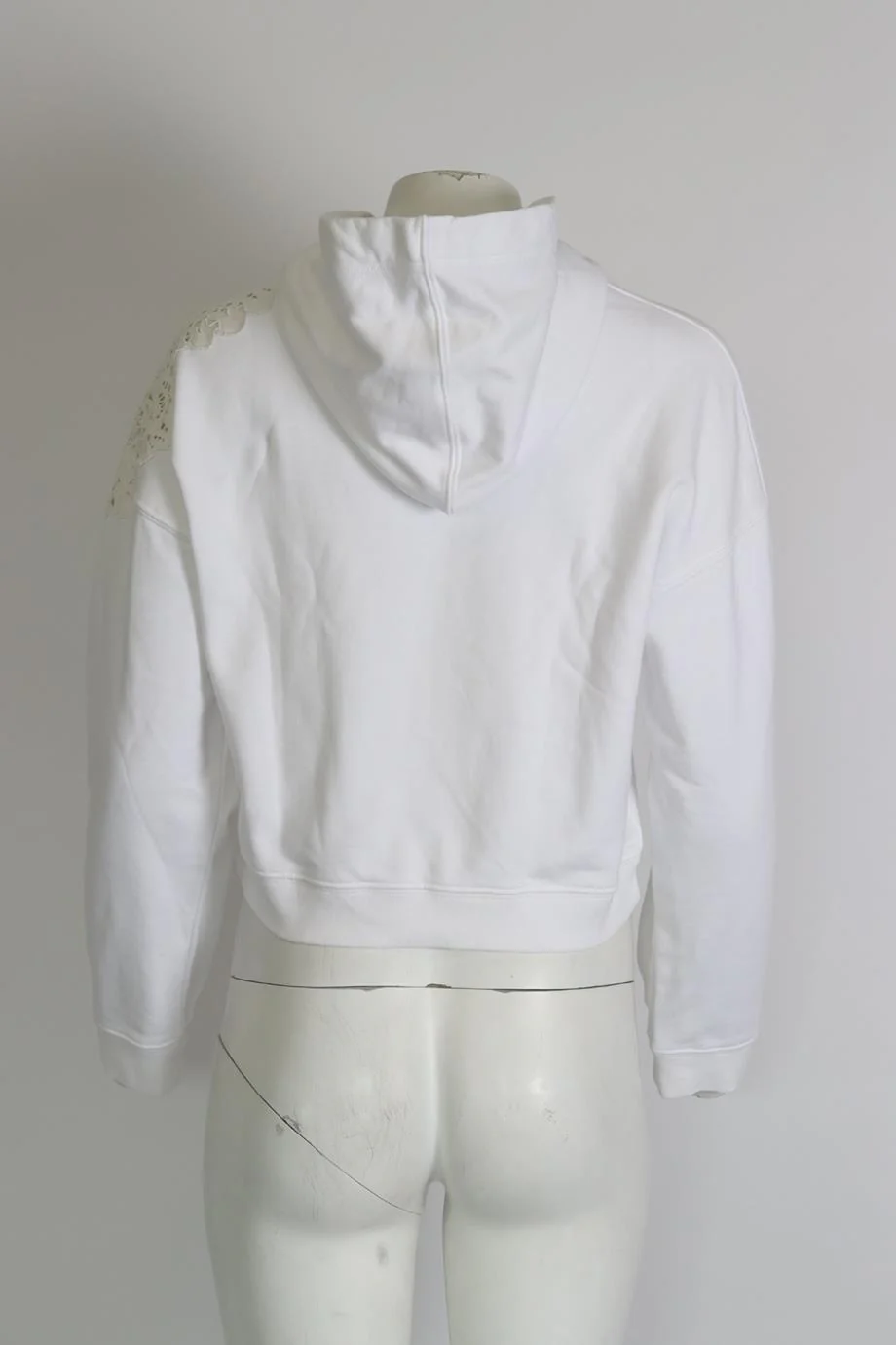 ERMANNO SCERVINO CROPPED COTTON JERSEY HOODIE SMALL - Image 5