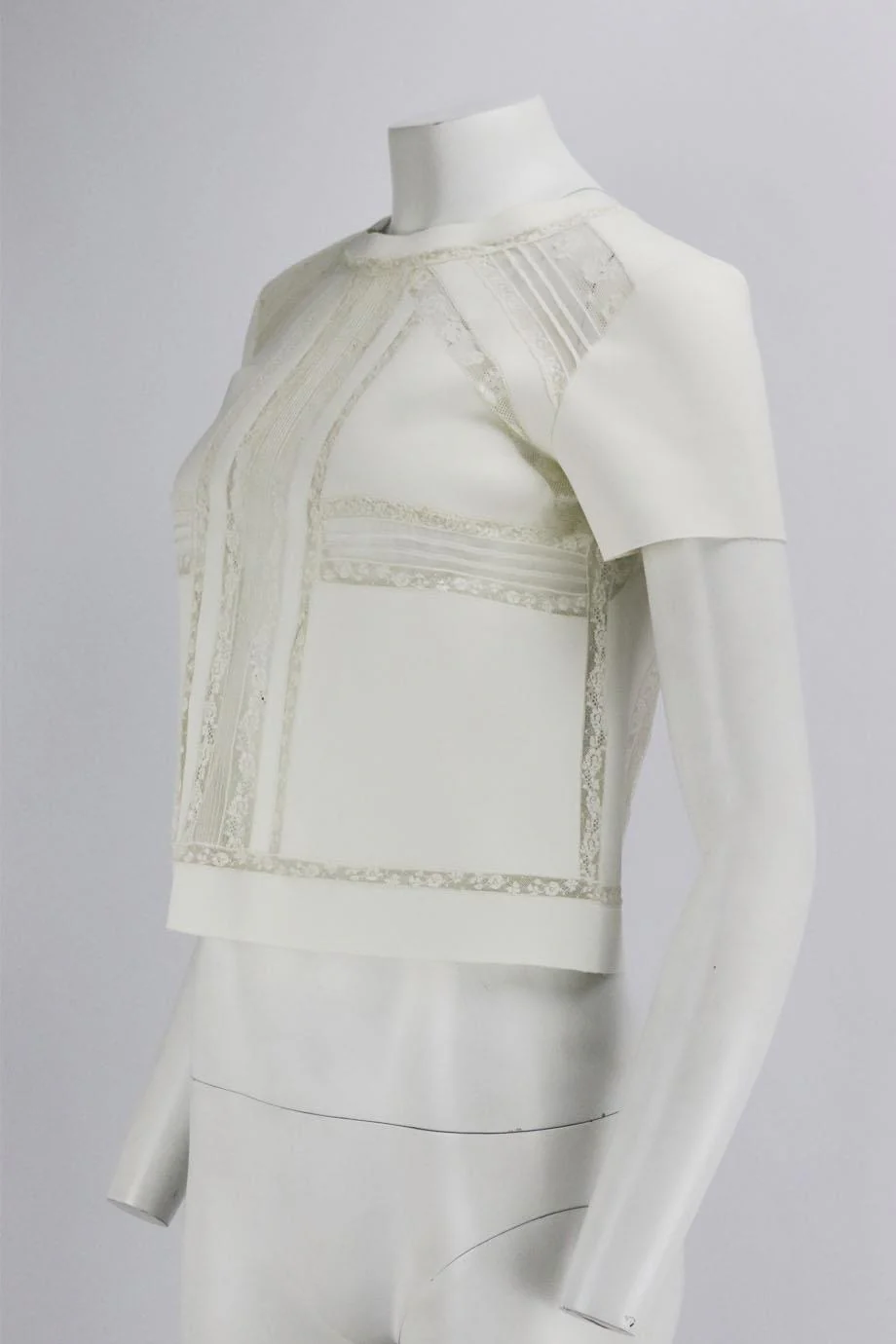 ERMANNO SCERVINO CROPPED LACE TRIMMED NEOPRENE TOP IT 40 UK 8 - Image 4