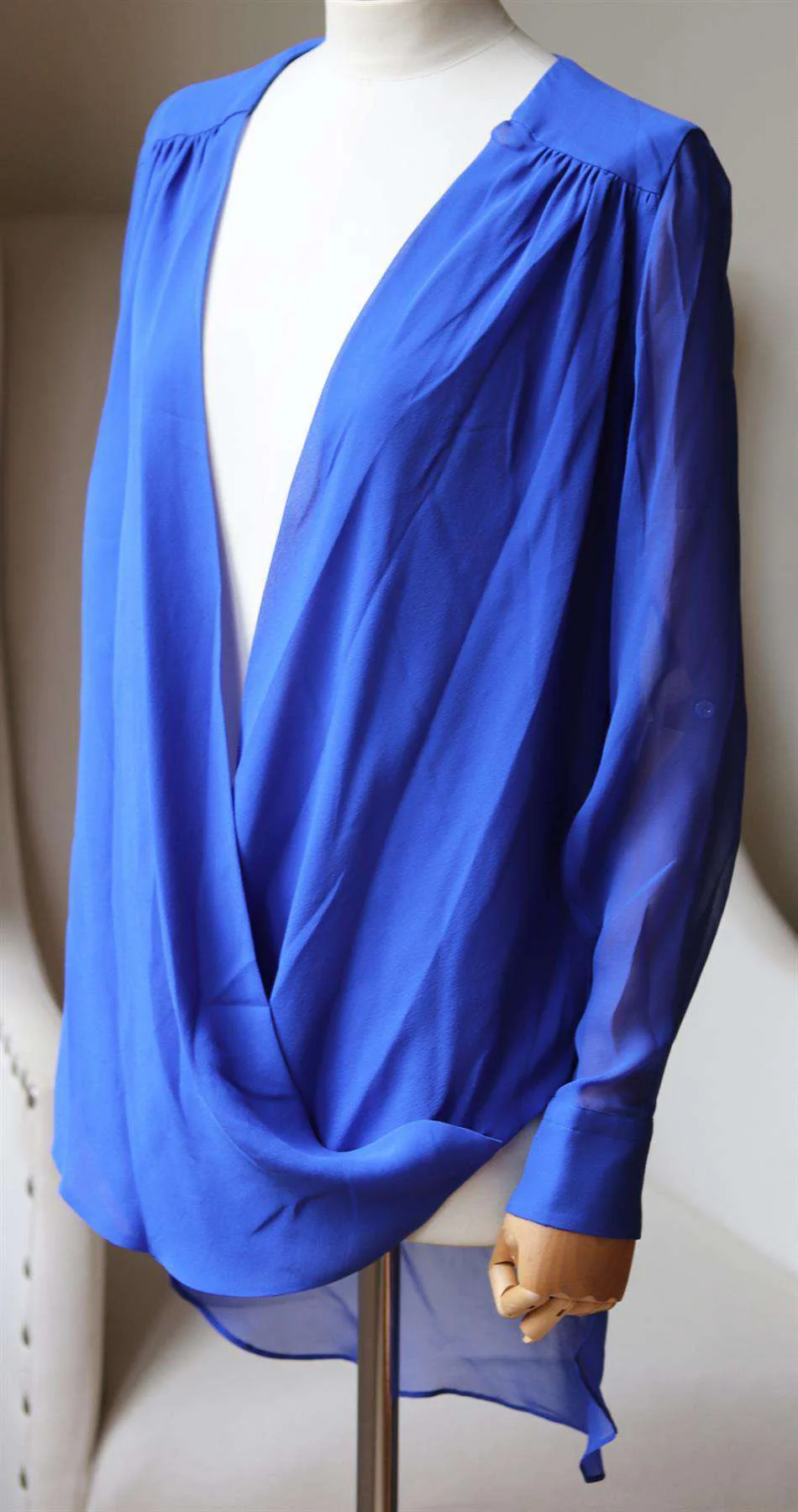 ERMANNO SCERVINO DRAPED SILK SHIRT IT 38 UK 6 - Image 3