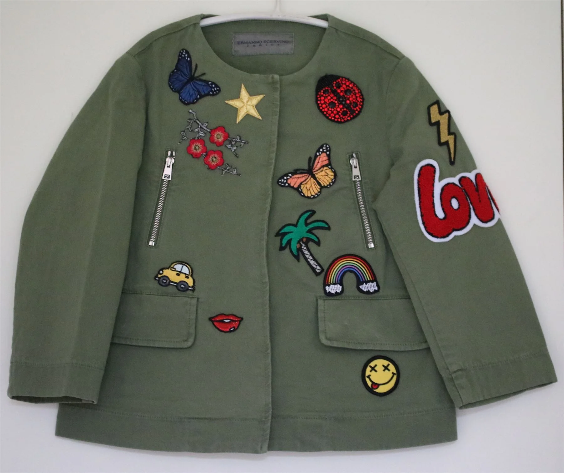 ERMANNO SCERVINO GIRLS GREEN PATCH MILITARY JACKET 4 YEARS - Image 2