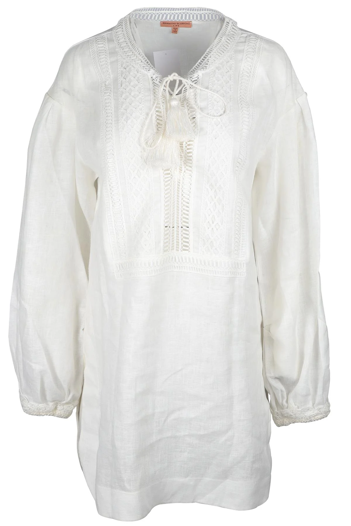 ERMANNO SCERVINO WHITE LINEN MINI DRESS IT 40 UK 8