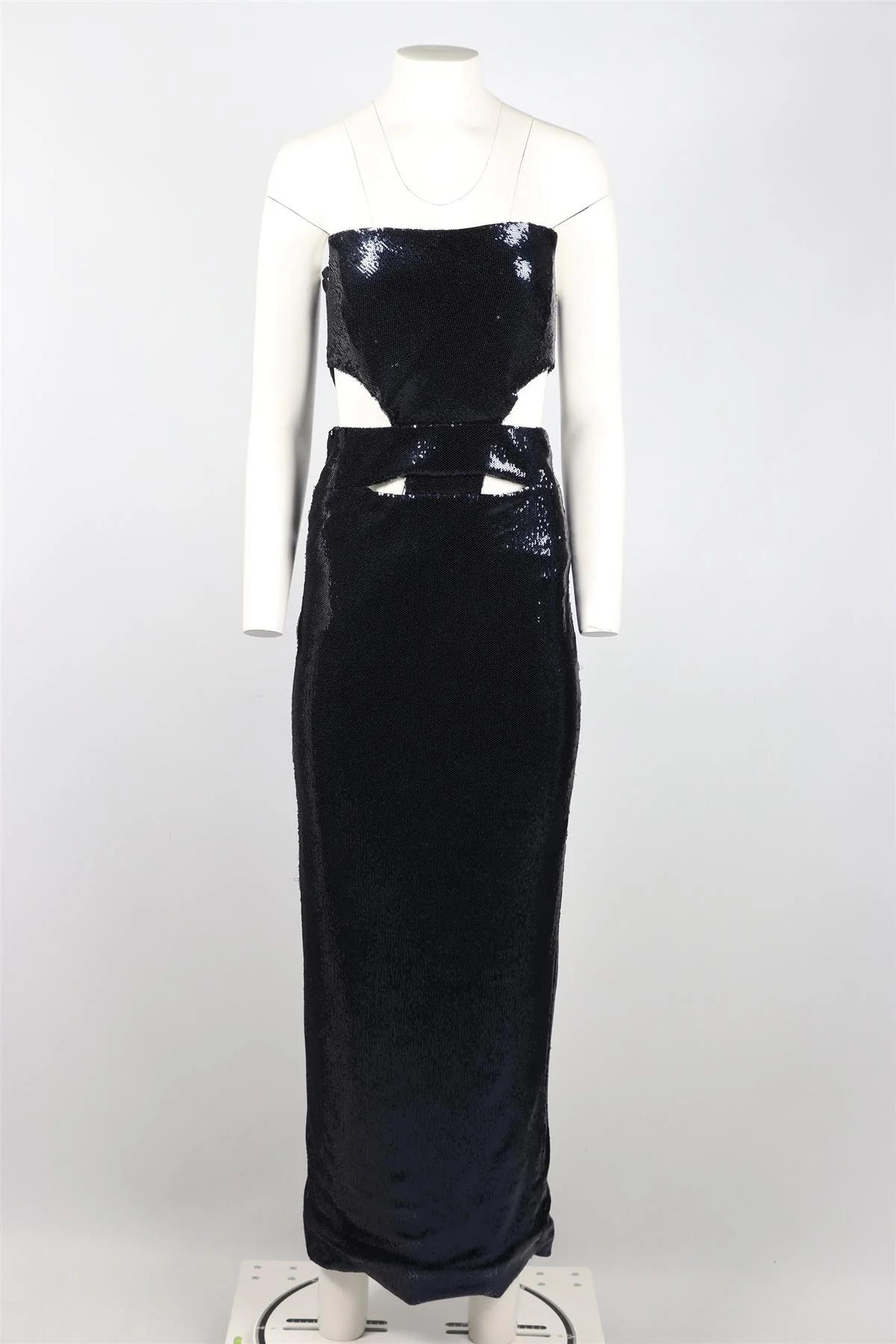 ET OCHS NAVY SEQUIN AND SATIN MAXI DRESS US 2 UK 6 - Image 2