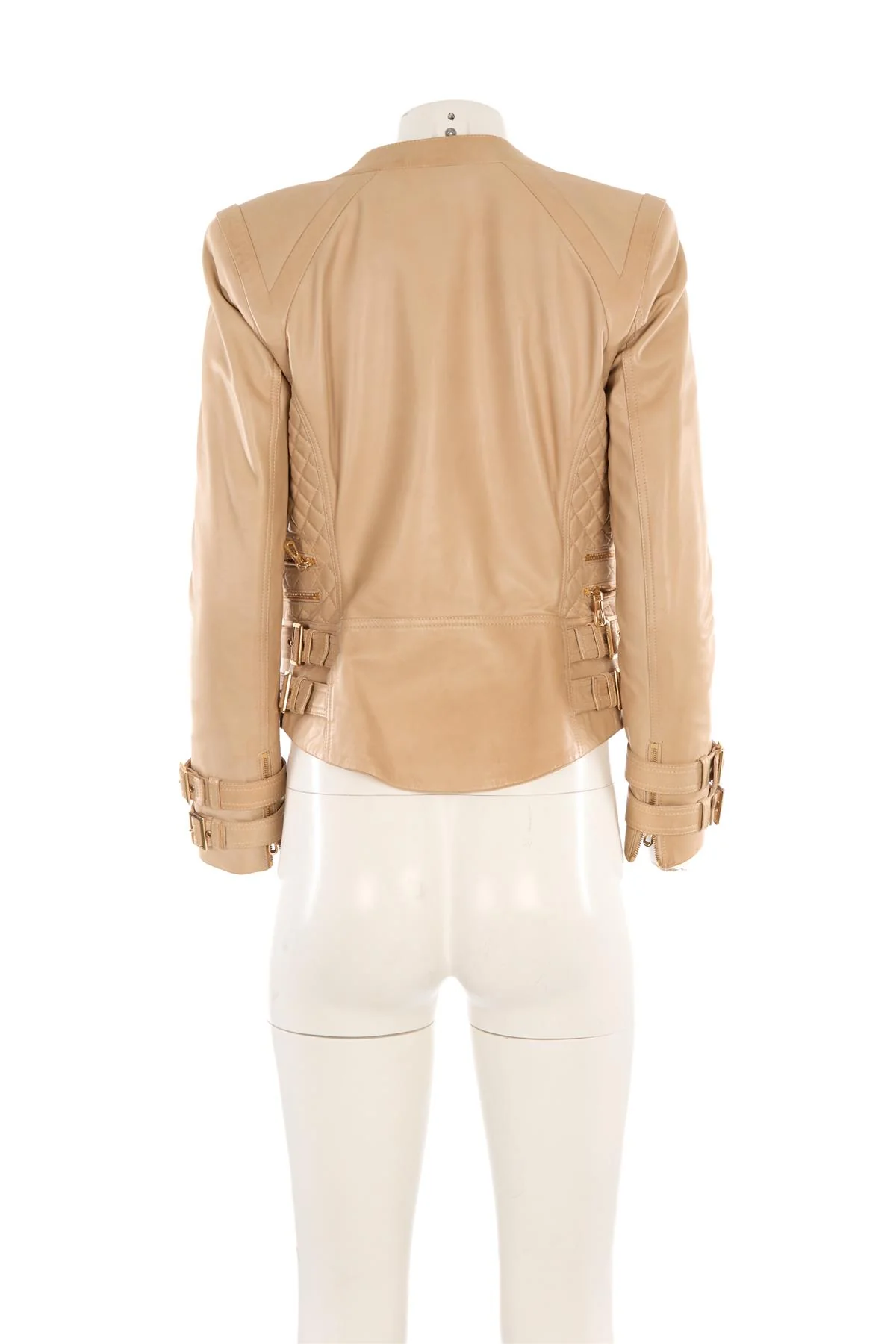ETOILE LONDON BEIGE LEATHER JACKET IT 38 UK 6 - Image 4
