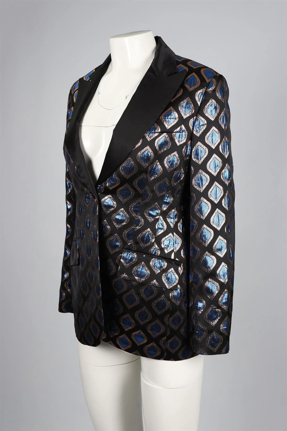 ETRO BLACK JACQUARD BLAZER IT 44 UK 12 - Image 3