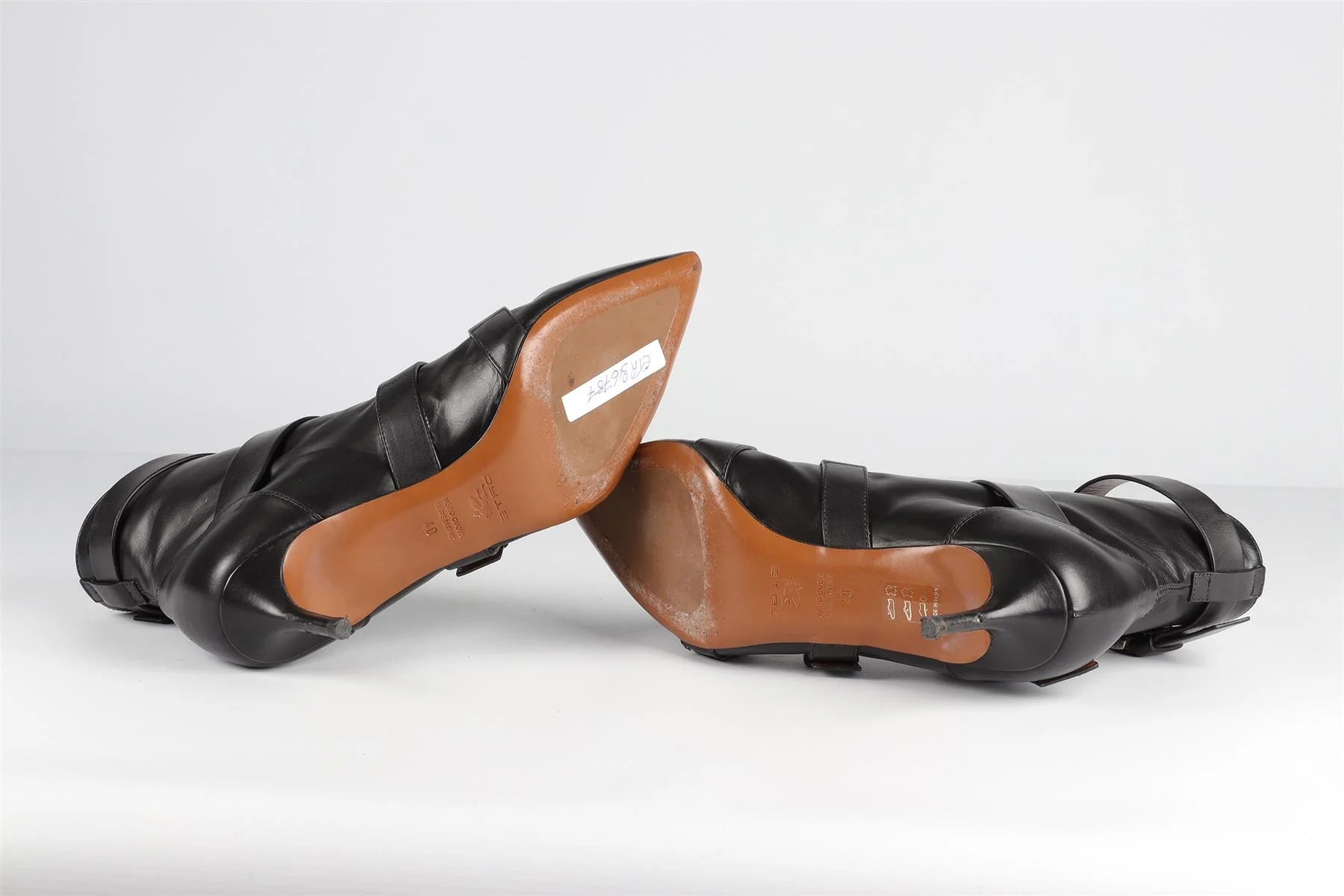 ETRO BLACK LEATHER ANKLE BOOTS EU 40 UK 7 US 10 - Image 6