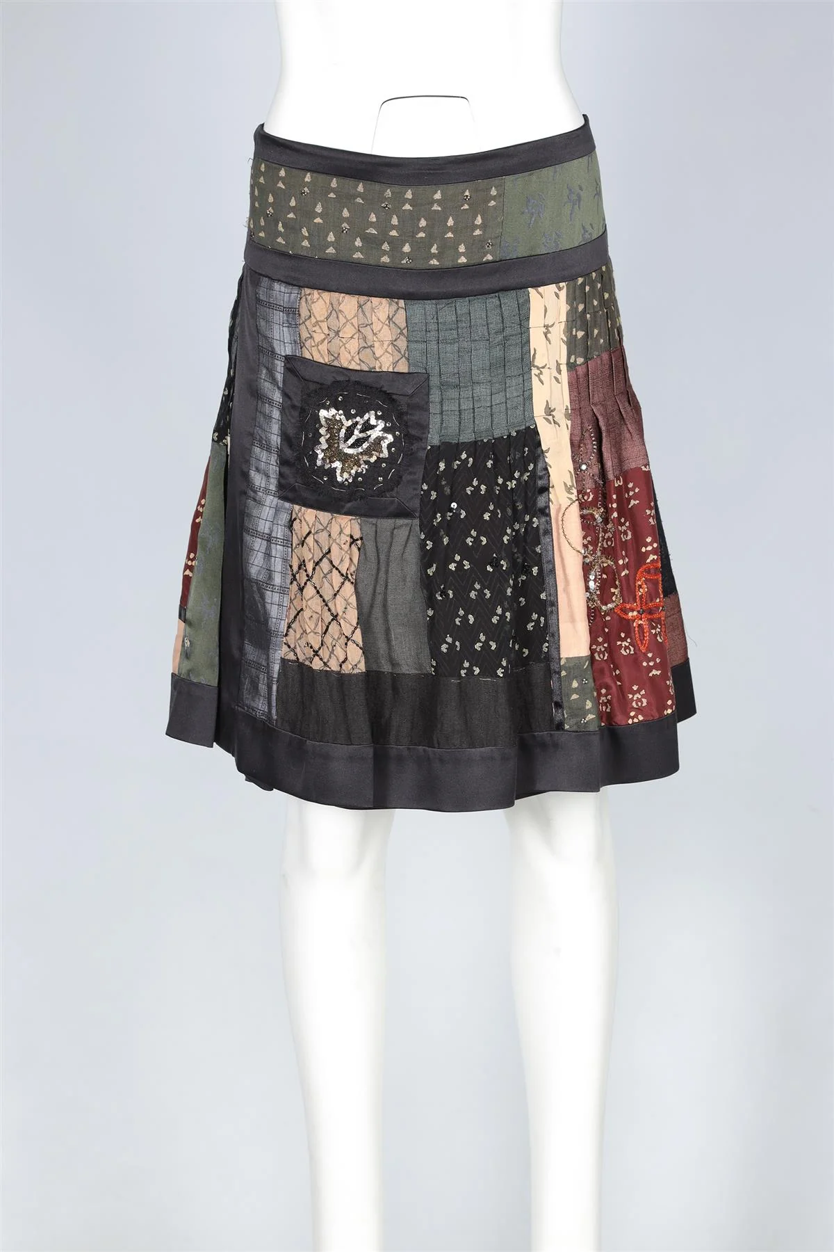 ETRO BLACK SILK MINI SKIRT IT 44 UK 12 - Image 2