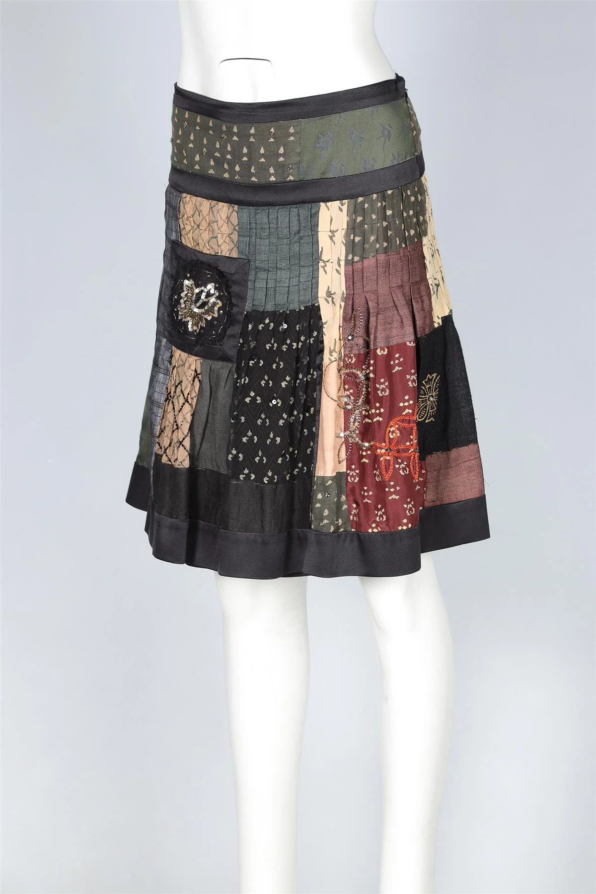ETRO BLACK SILK MINI SKIRT IT 44 UK 12 - Image 3