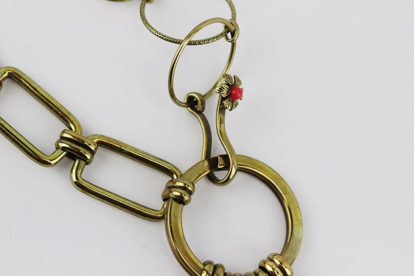 ETRO BRASS TONE TASSELED MULTI STONE CHAIN NECKLACE - Image 5