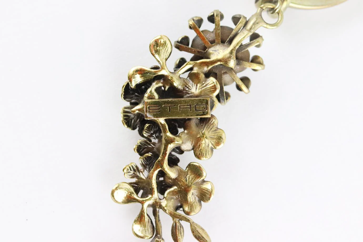 ETRO BRASS TONE TASSELED MULTI STONE CHAIN NECKLACE - Image 6