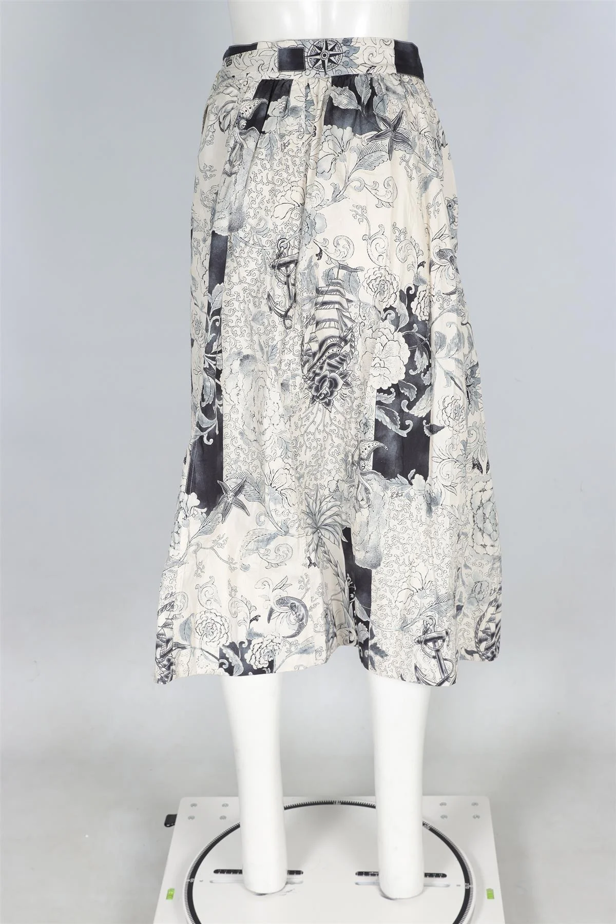 ETRO ECRU COTTON MIDI SKIRT IT 40 UK 8 - Image 4