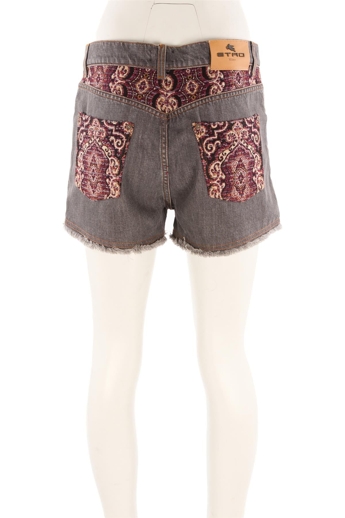 ETRO GREY HIGH RISE DENIM SHORTS W29 UK 10-12 - Image 4