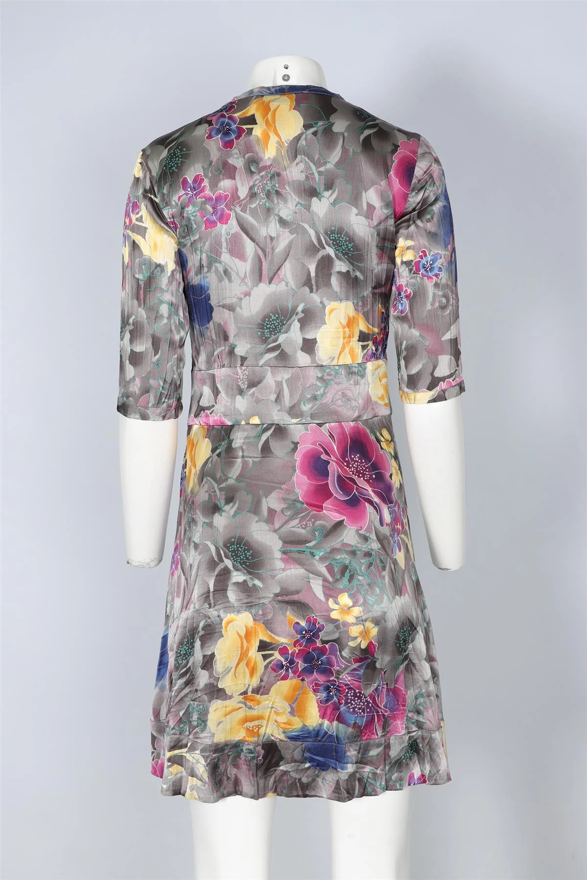ETRO GREY SILK MINI DRESS IT 40 UK 8 - Image 4