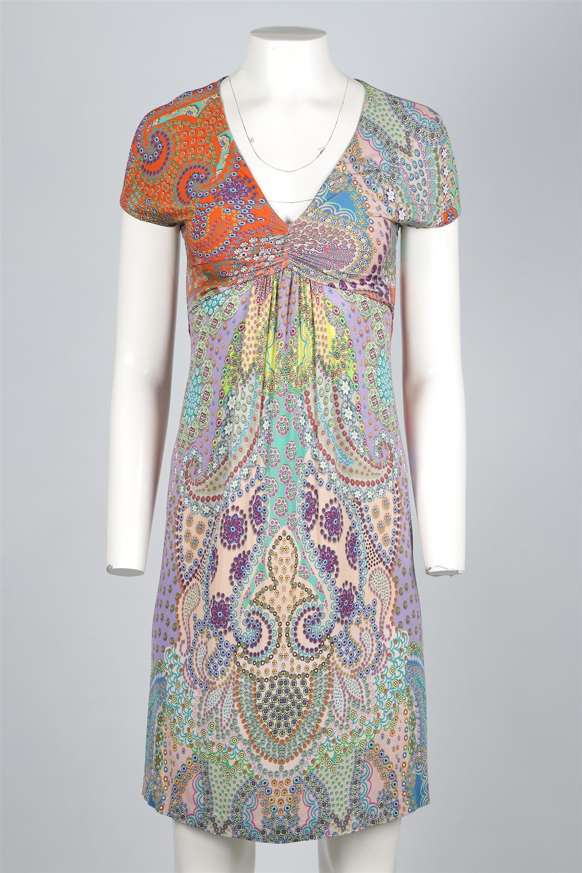 ETRO MULTI SILK MINI DRESS IT 38 UK 6 - Image 2
