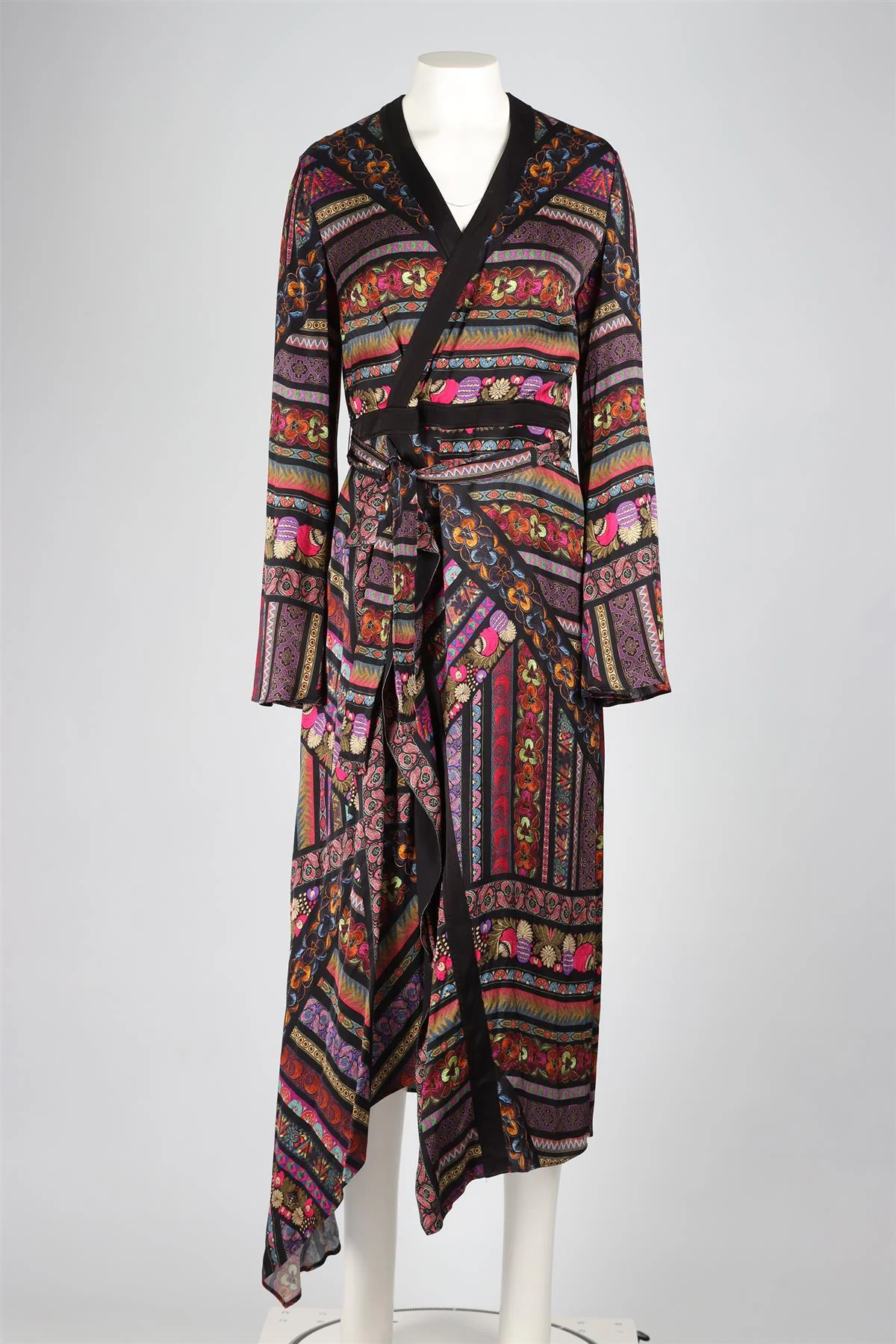 ETRO MULTICOLOURED SATIN MAXI DRESS IT 44 UK 12 - Image 2