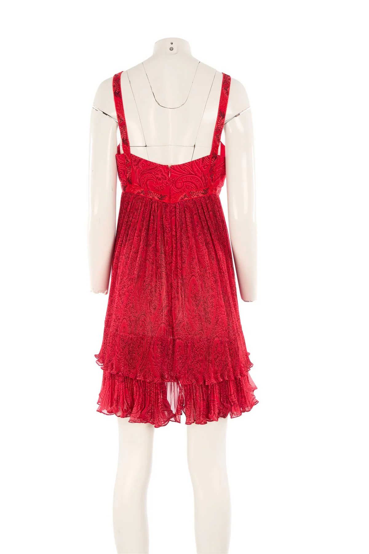 ETRO RED CHIFFON MINI DRESS IT 44 UK 12 - Image 4