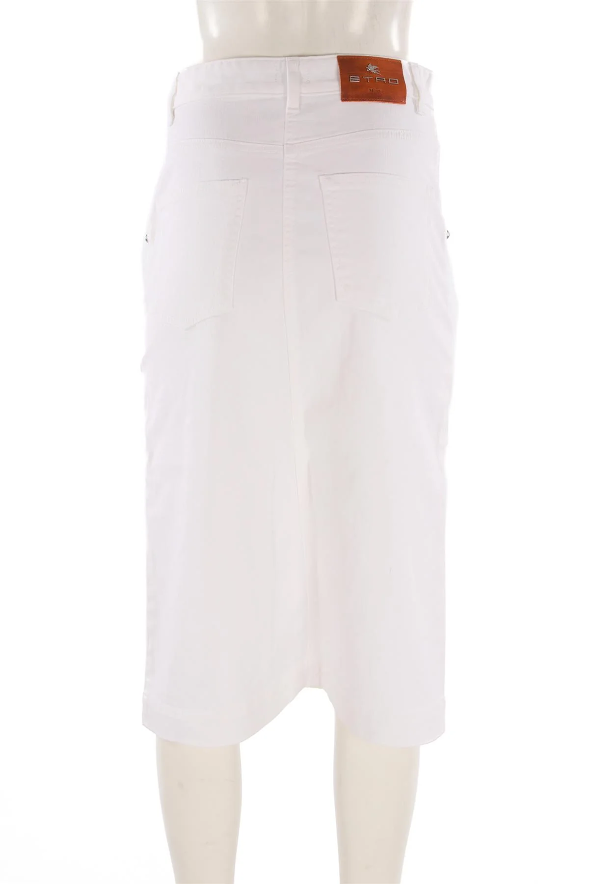 ETRO WHITE DENIM MIDI SKIRT IT 42 UK 10 - Image 4