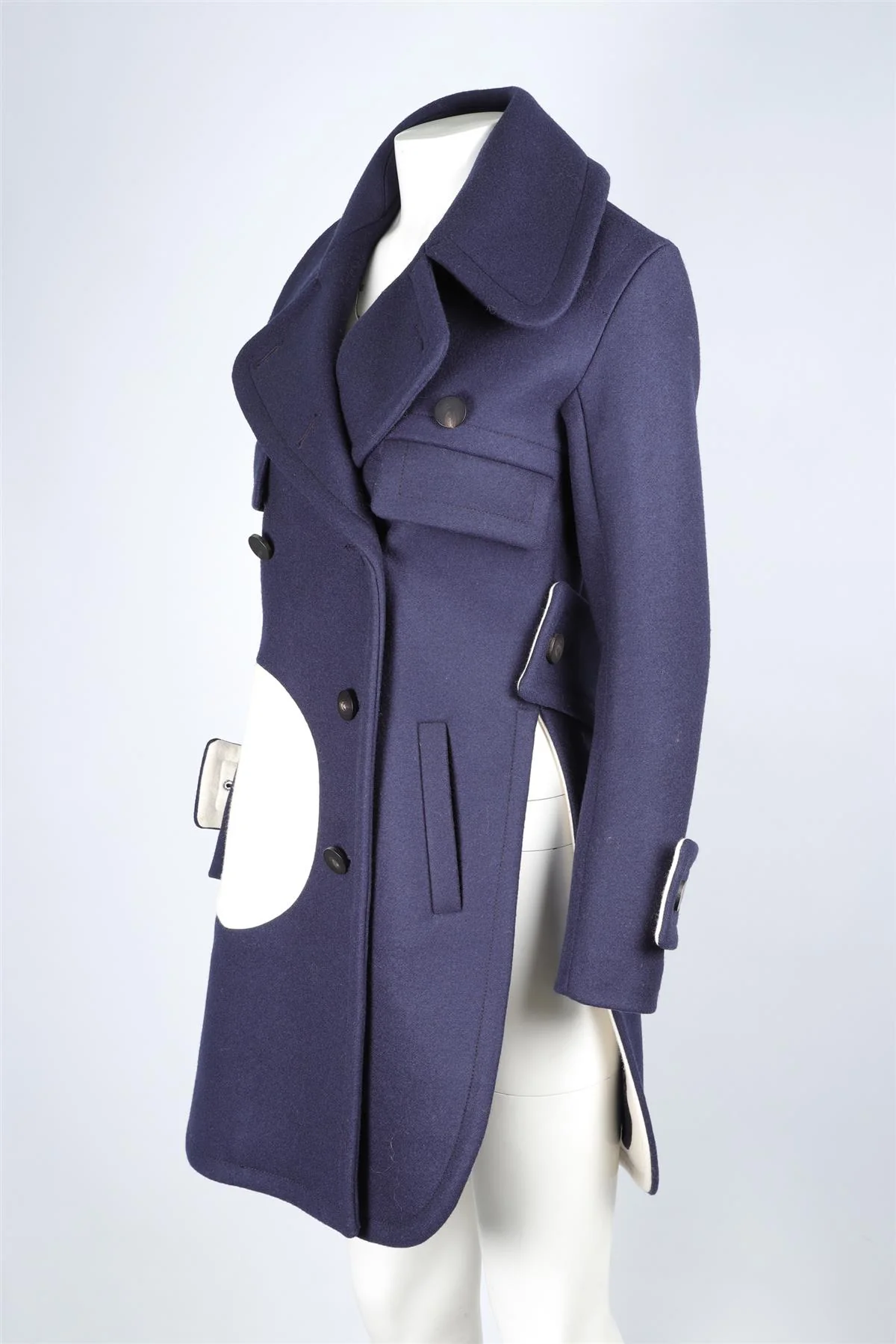 EUDON CHOI NAVY WOOL COAT UK 6 - Image 3