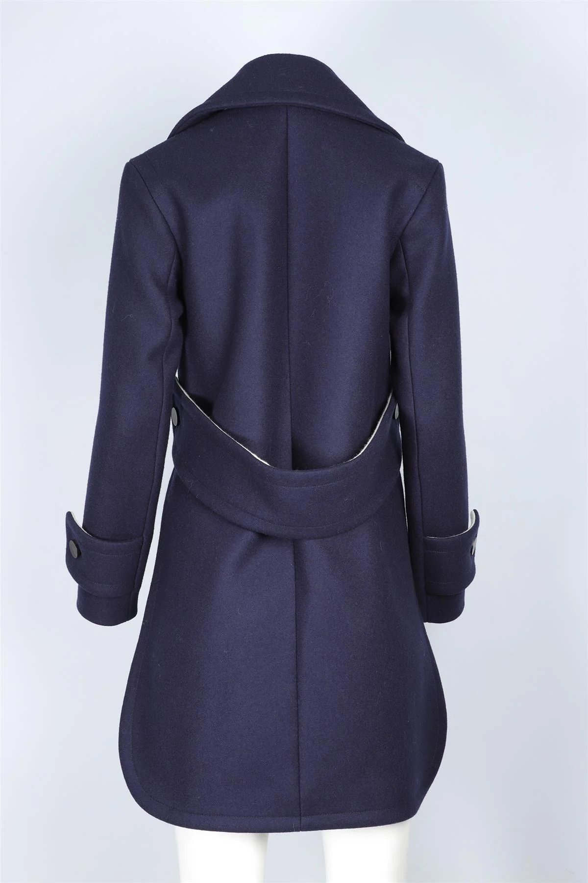 EUDON CHOI NAVY WOOL COAT UK 6 - Image 4