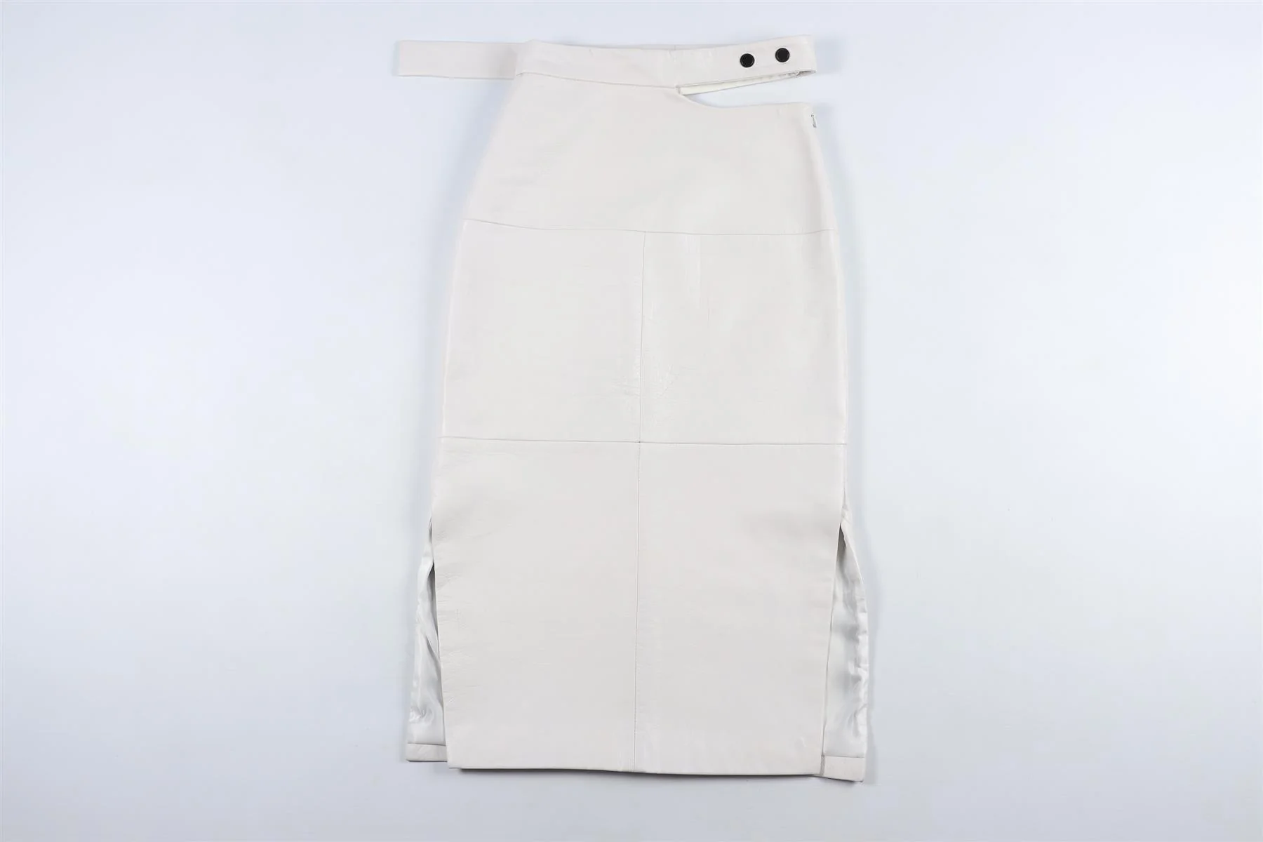 EUDON CHOI WHITE LEATHER MIDI SKIRT US 2 UK 6 - Image 2