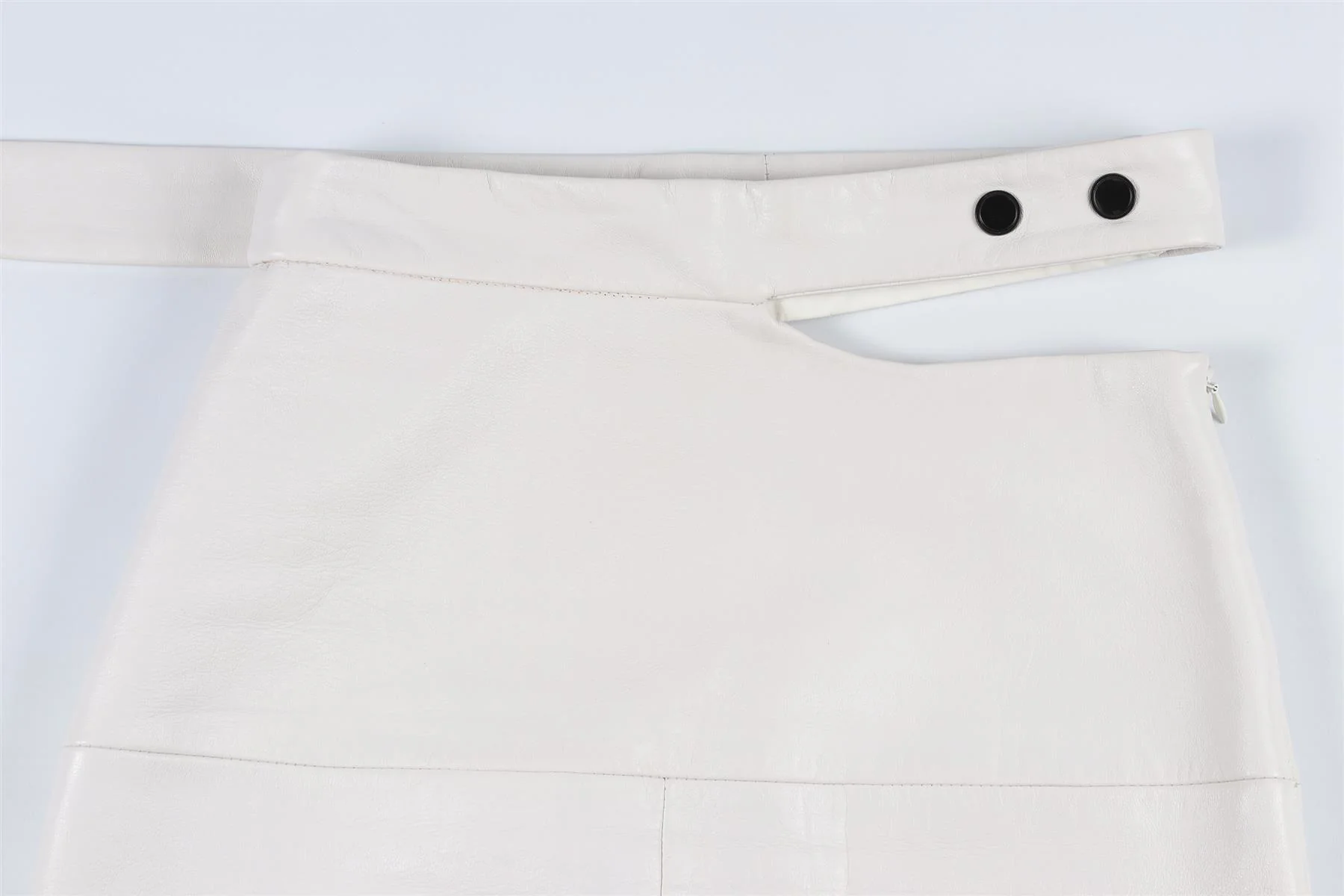 EUDON CHOI WHITE LEATHER MIDI SKIRT US 2 UK 6 - Image 3