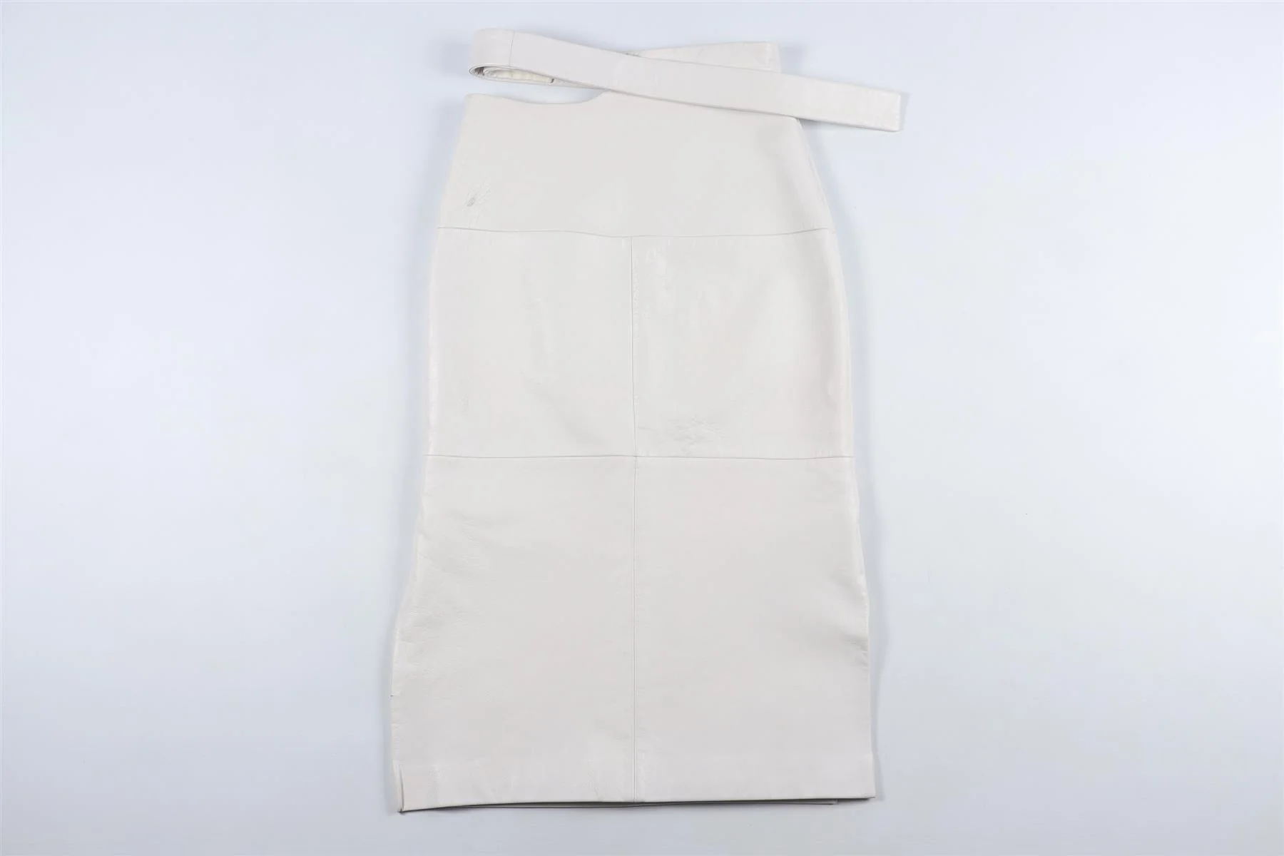EUDON CHOI WHITE LEATHER MIDI SKIRT US 2 UK 6 - Image 4